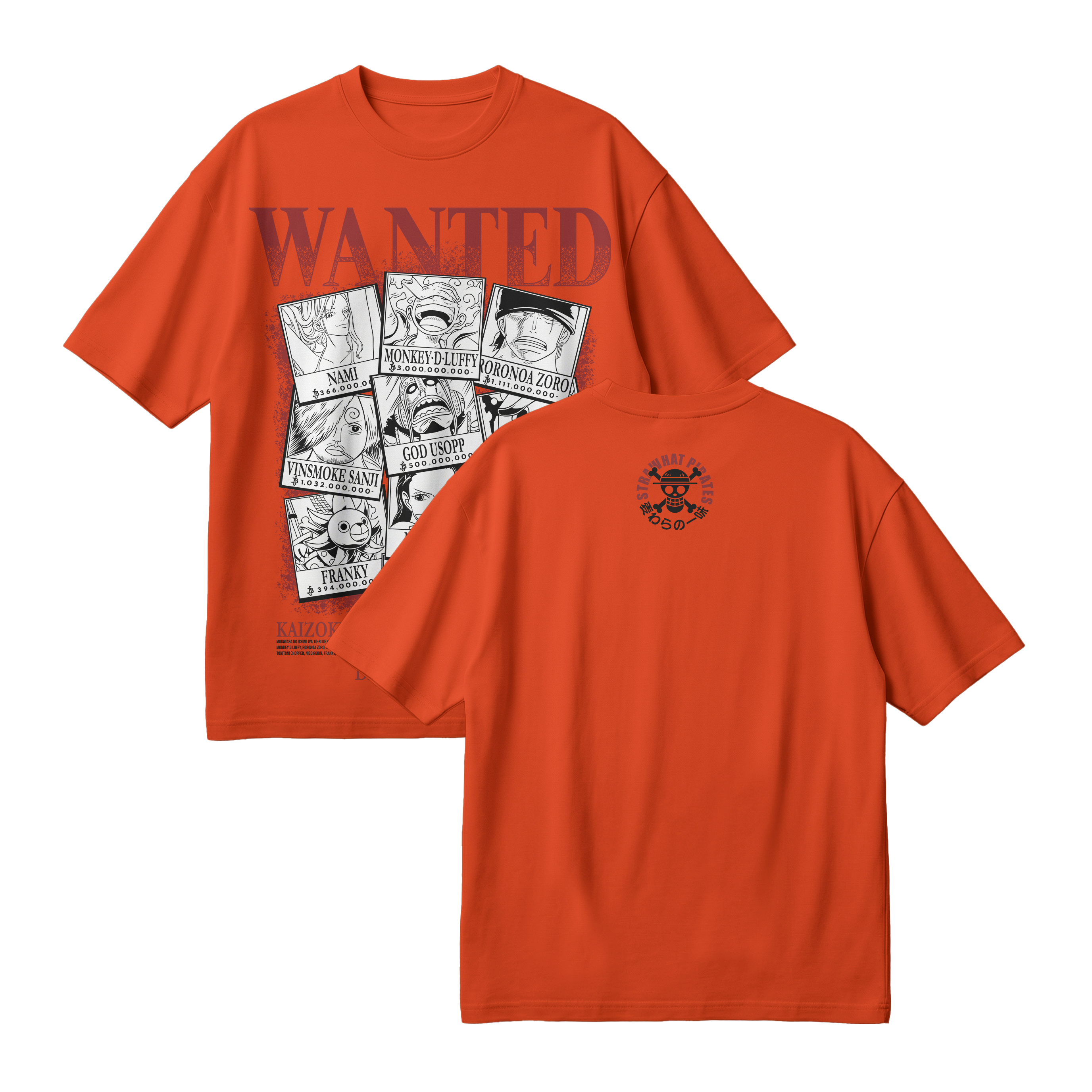 Anime One Piece Wanted Mugiwara Crew Oversized T-Shirt - RZM008