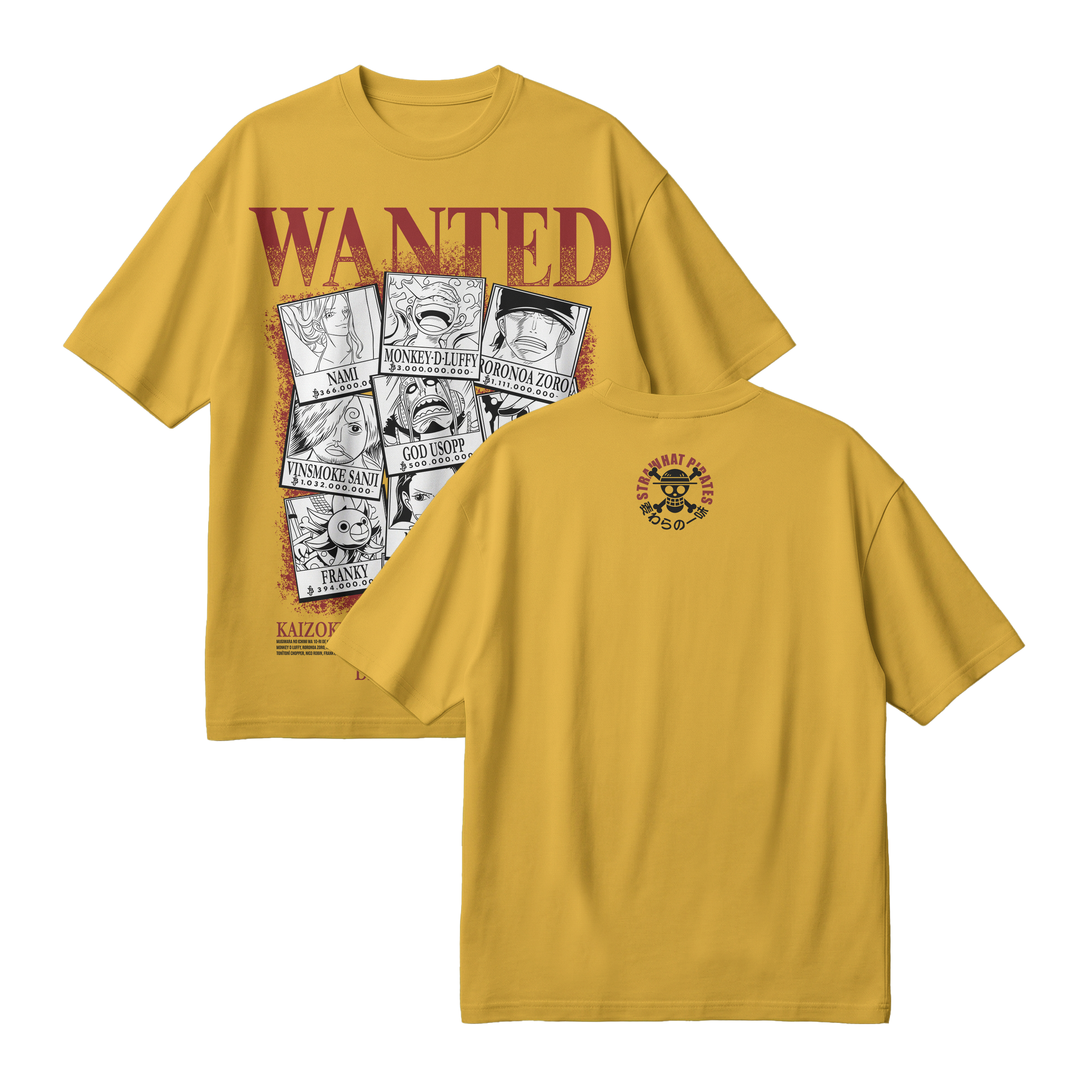 Anime One Piece Wanted Mugiwara Crew Oversized T-Shirt - RZM008