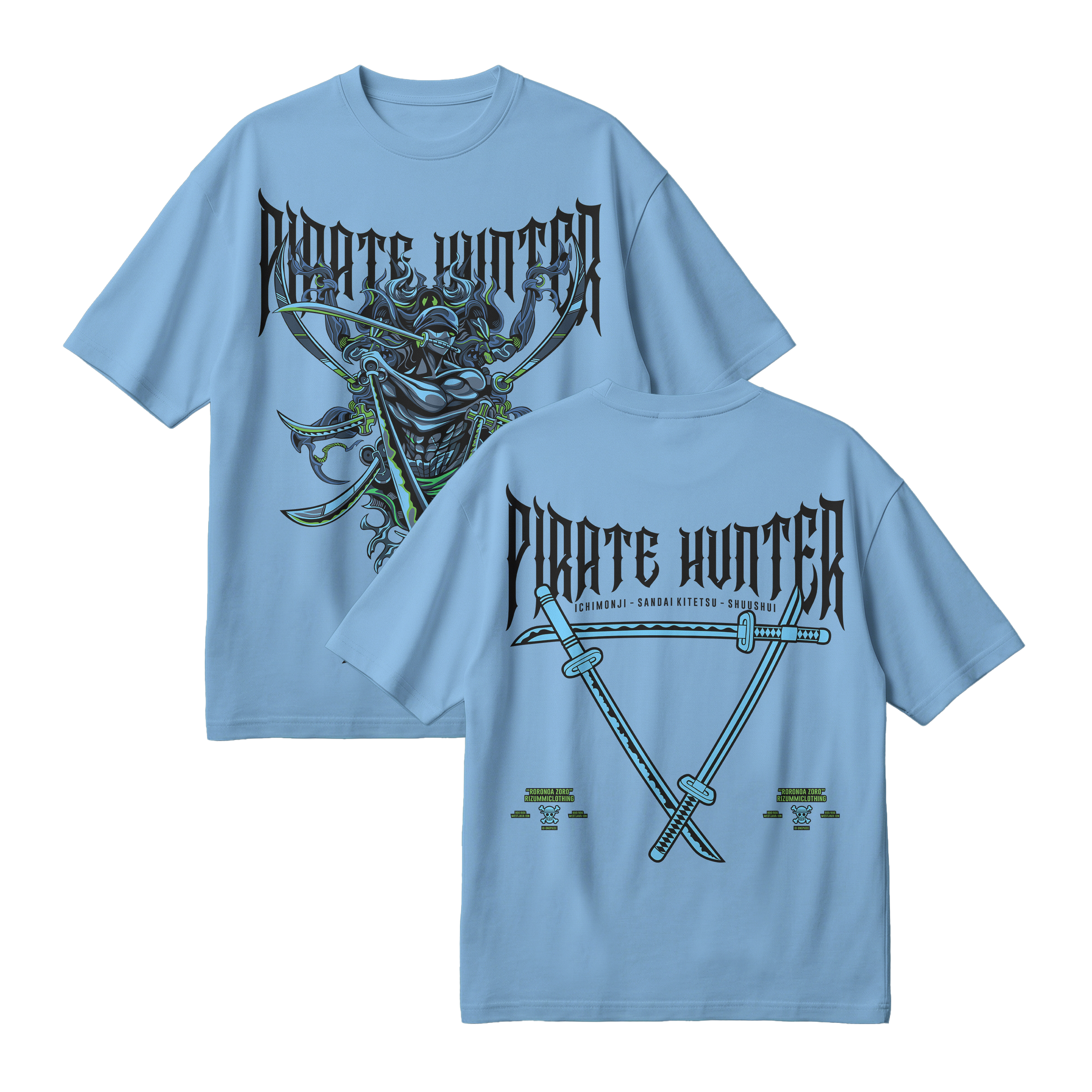 Anime One Piece Roronoa Zoro Pirates Hunter Oversized T-Shirt - RZM010