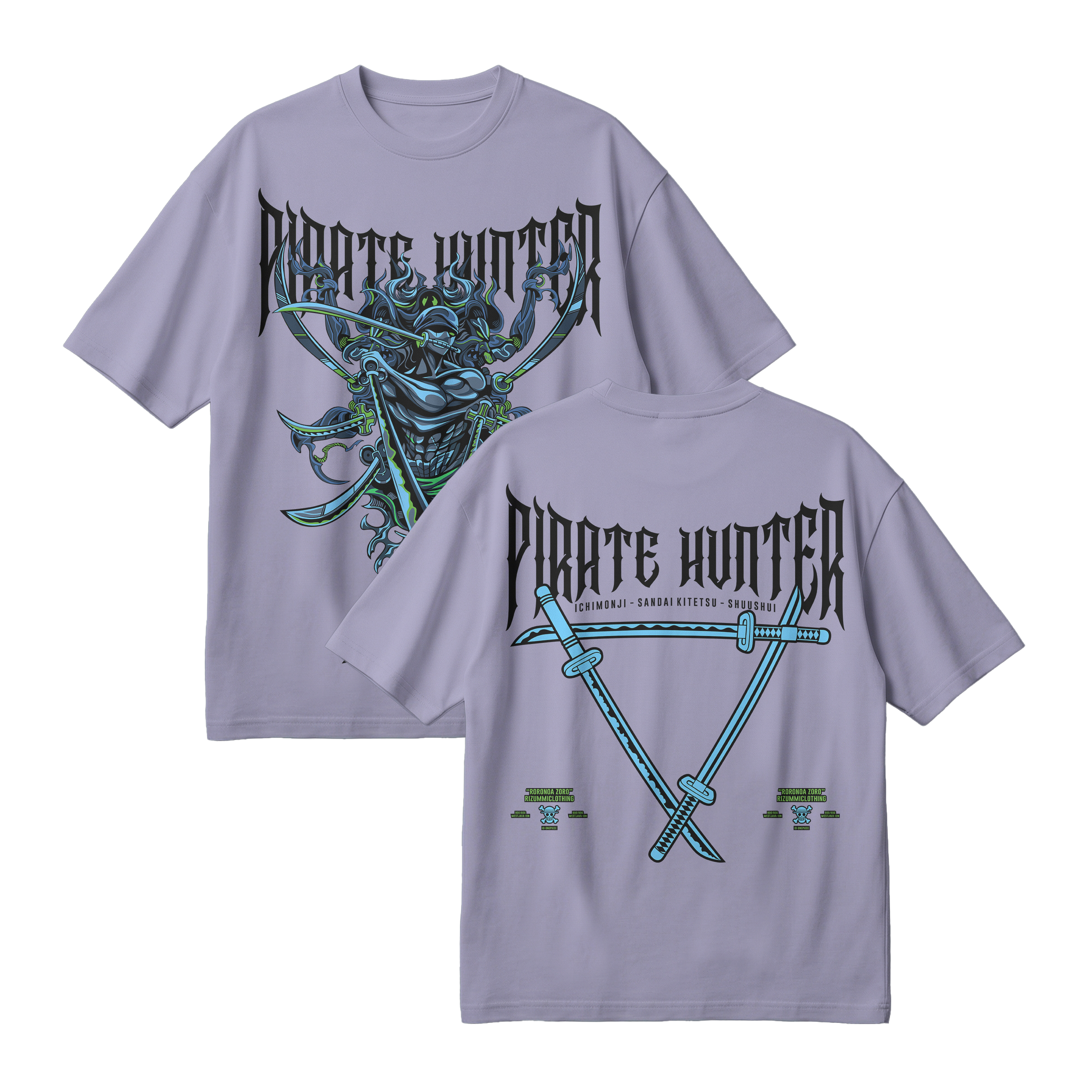 Anime One Piece Roronoa Zoro Pirates Hunter Oversized T-Shirt - RZM010