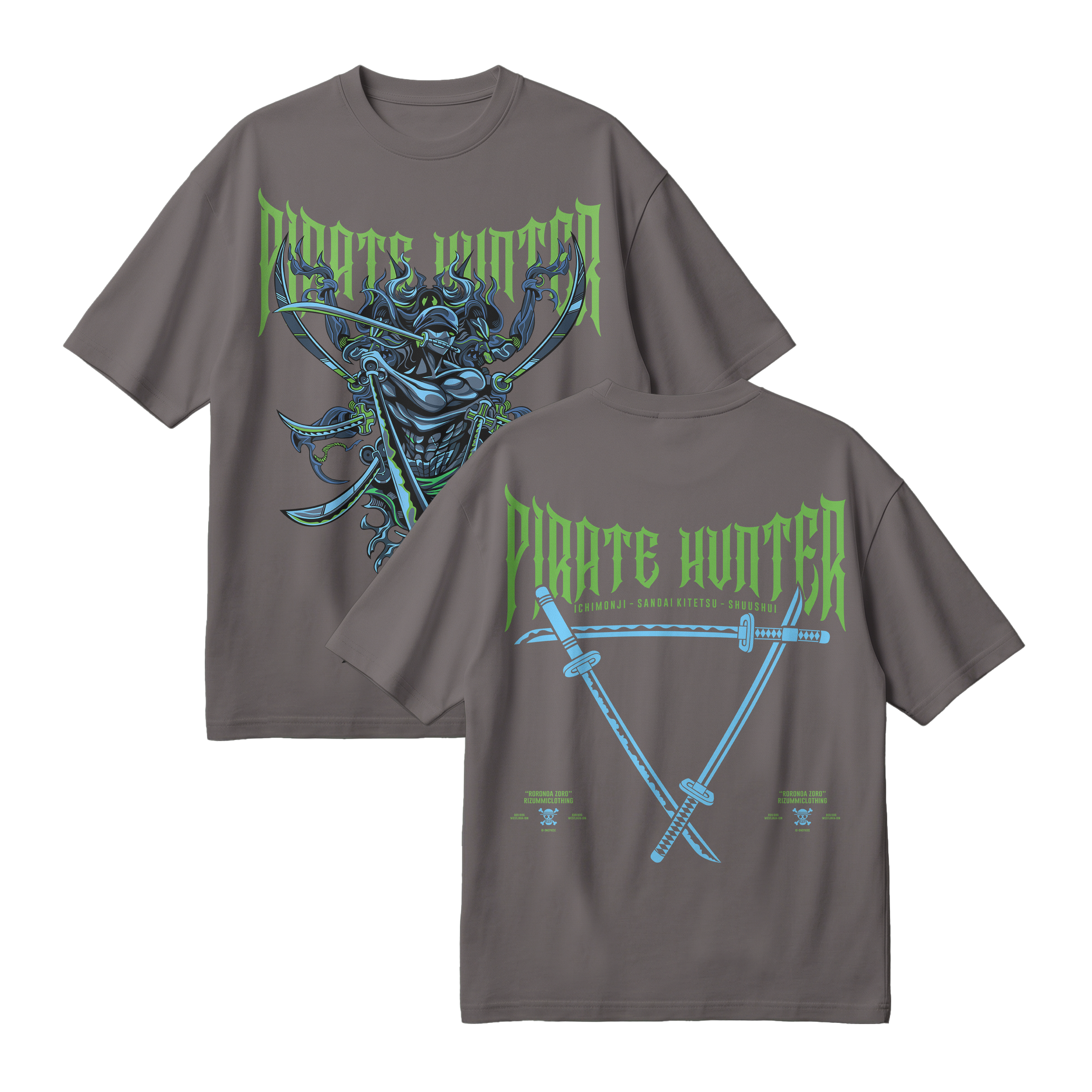 Anime One Piece Roronoa Zoro Pirates Hunter Oversized T-Shirt - RZM010