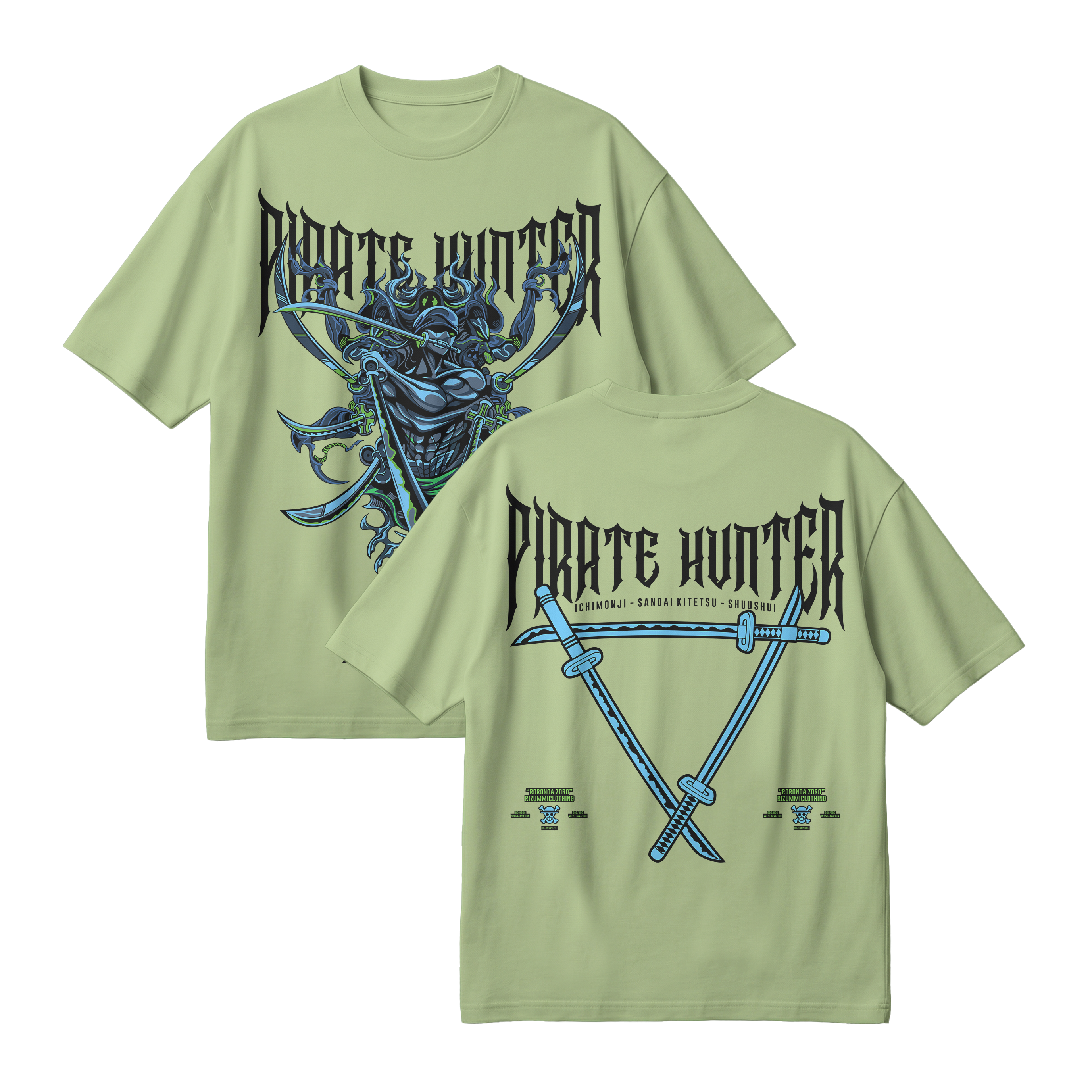 Anime One Piece Roronoa Zoro Pirates Hunter Oversized T-Shirt - RZM010