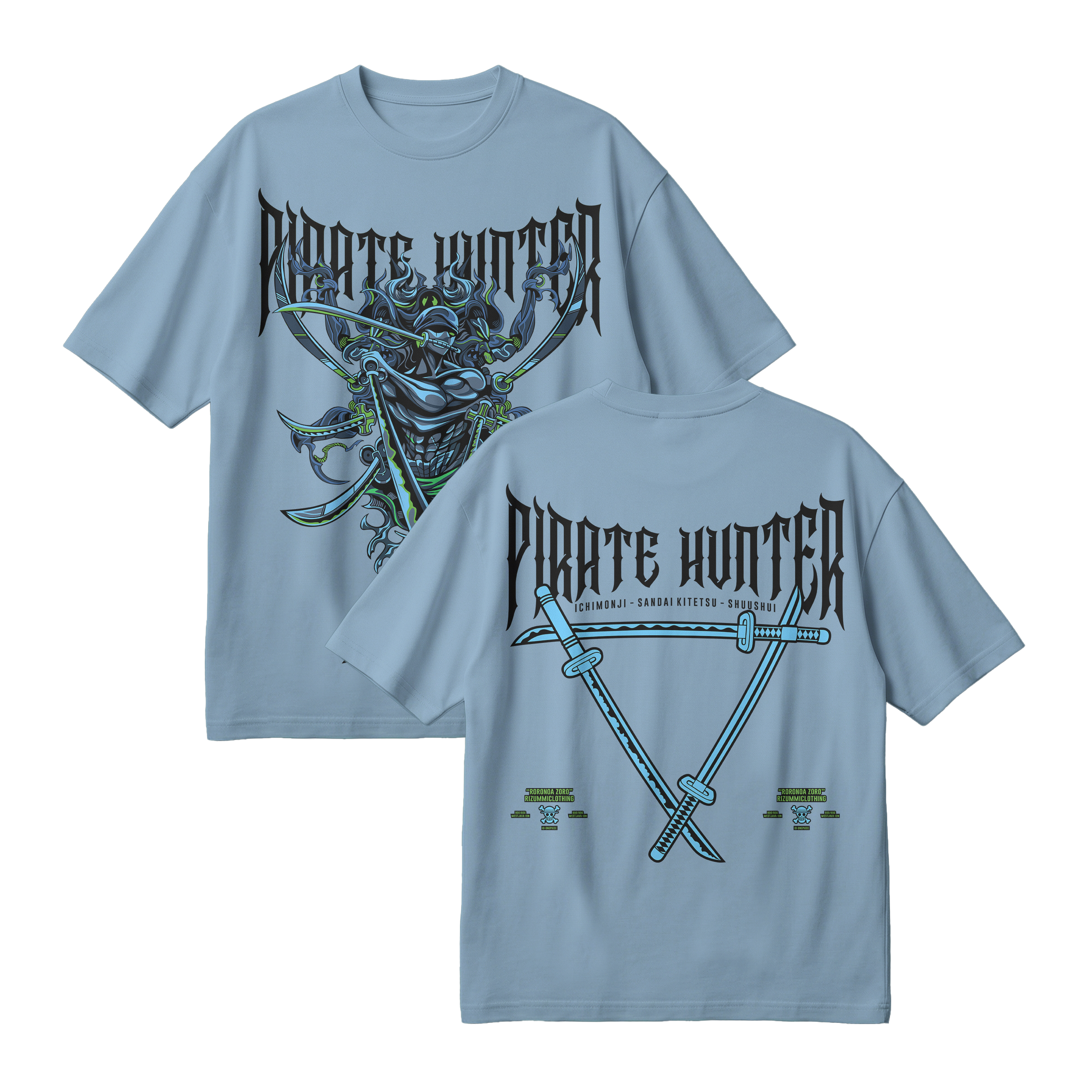 Anime One Piece Roronoa Zoro Pirates Hunter Oversized T-Shirt - RZM010