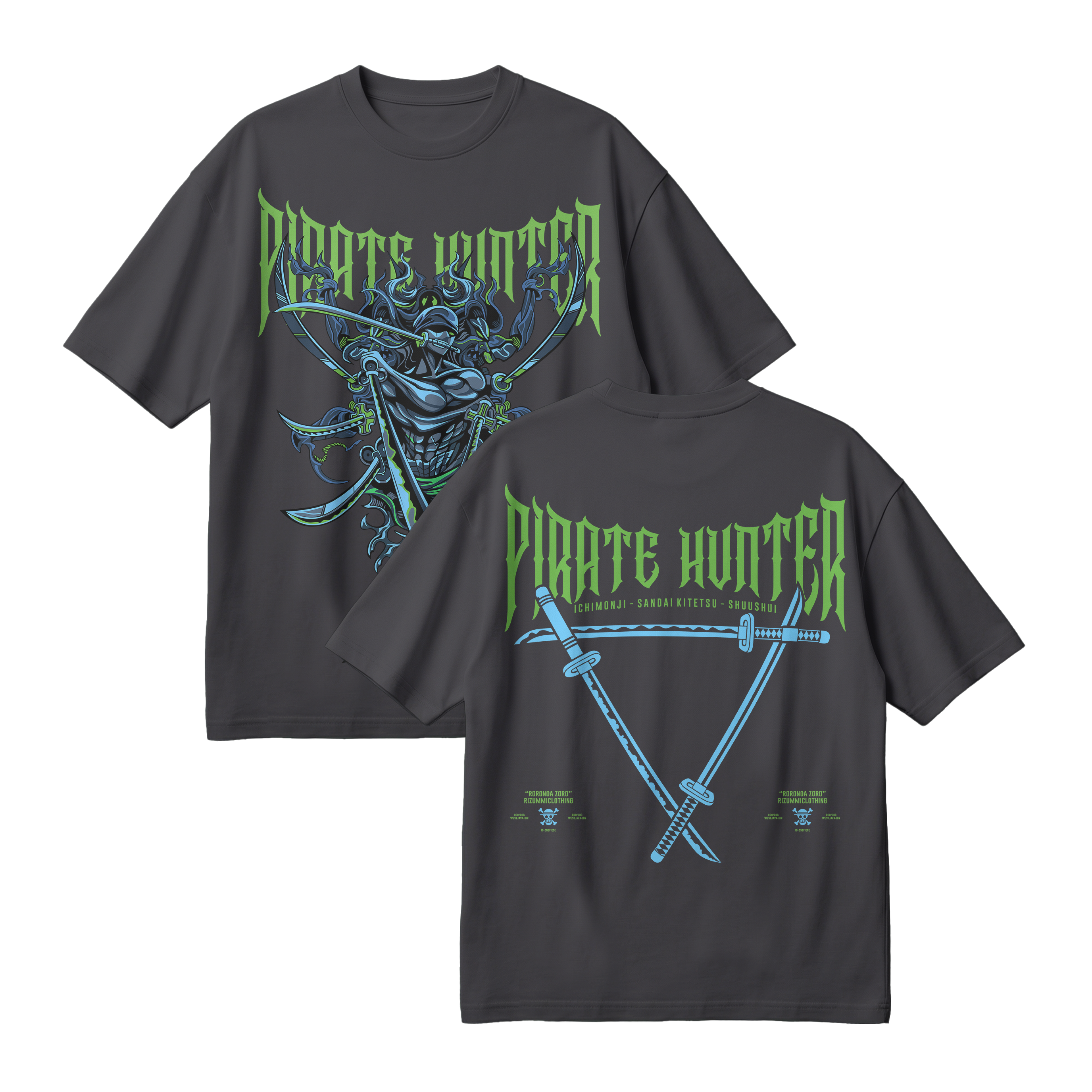 Anime One Piece Roronoa Zoro Pirates Hunter Oversized T-Shirt - RZM010
