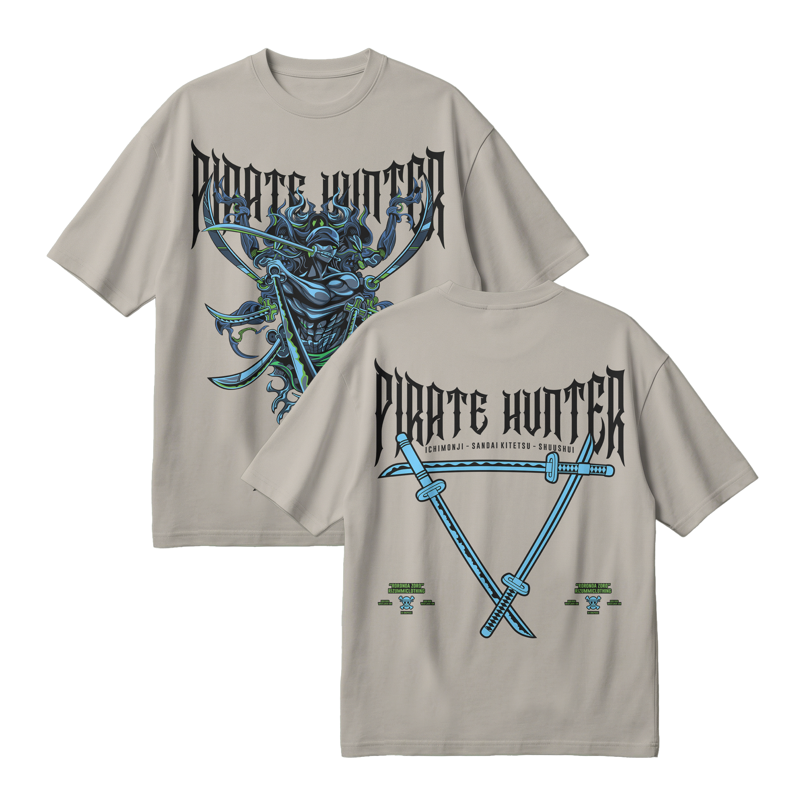 Anime One Piece Roronoa Zoro Pirates Hunter Oversized T-Shirt - RZM010