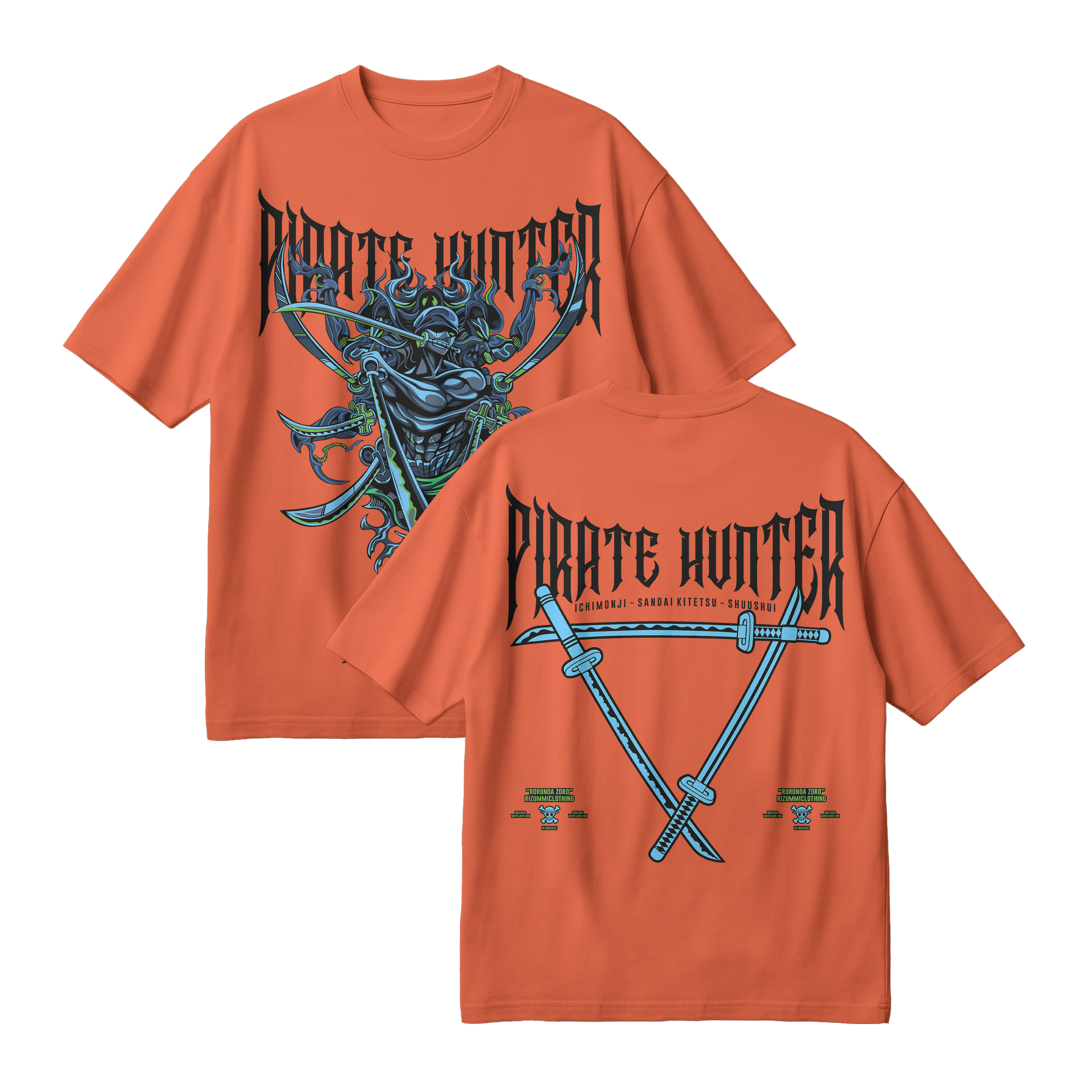 Anime One Piece Roronoa Zoro Pirates Hunter Oversized T-Shirt - RZM010