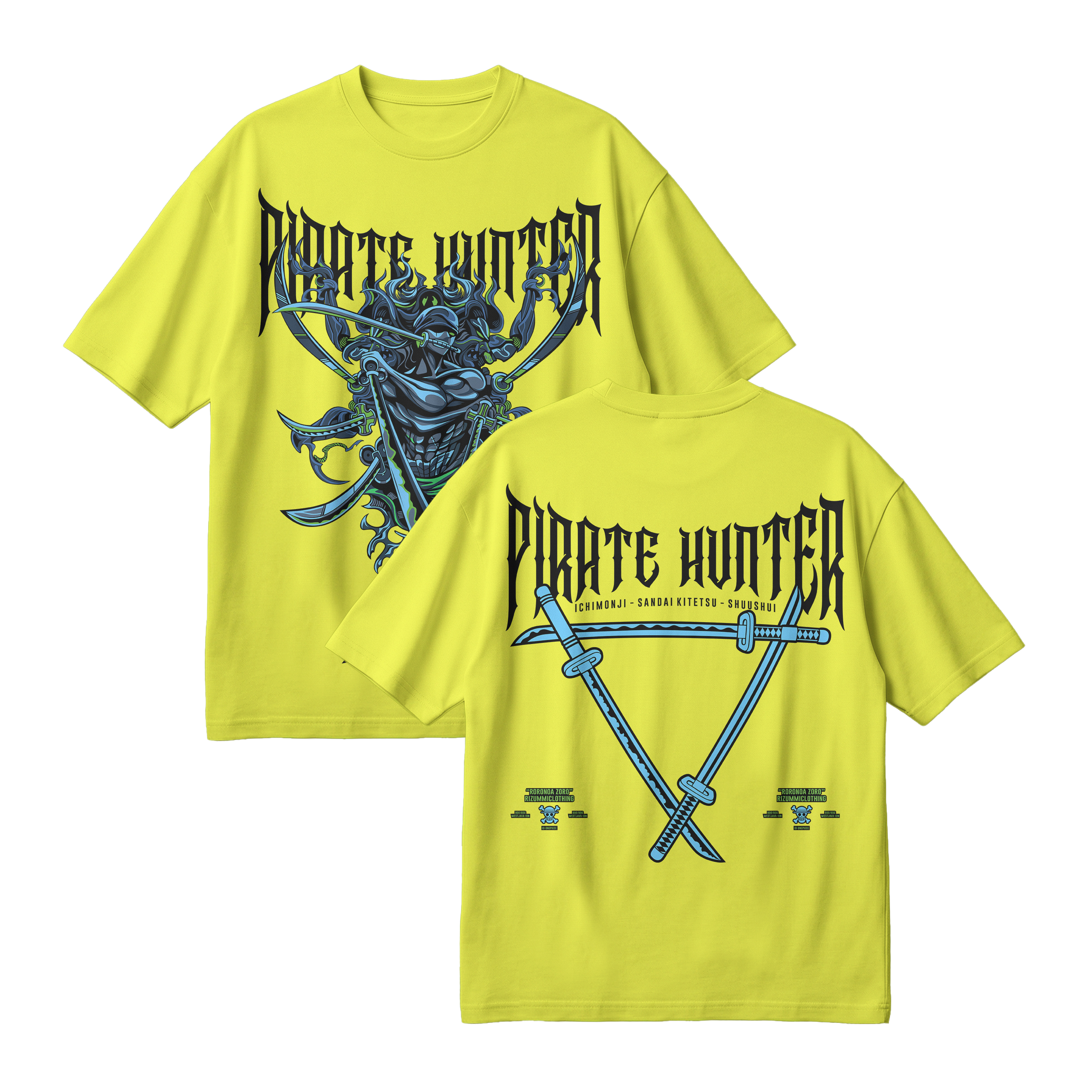 Anime One Piece Roronoa Zoro Pirates Hunter Oversized T-Shirt - RZM010