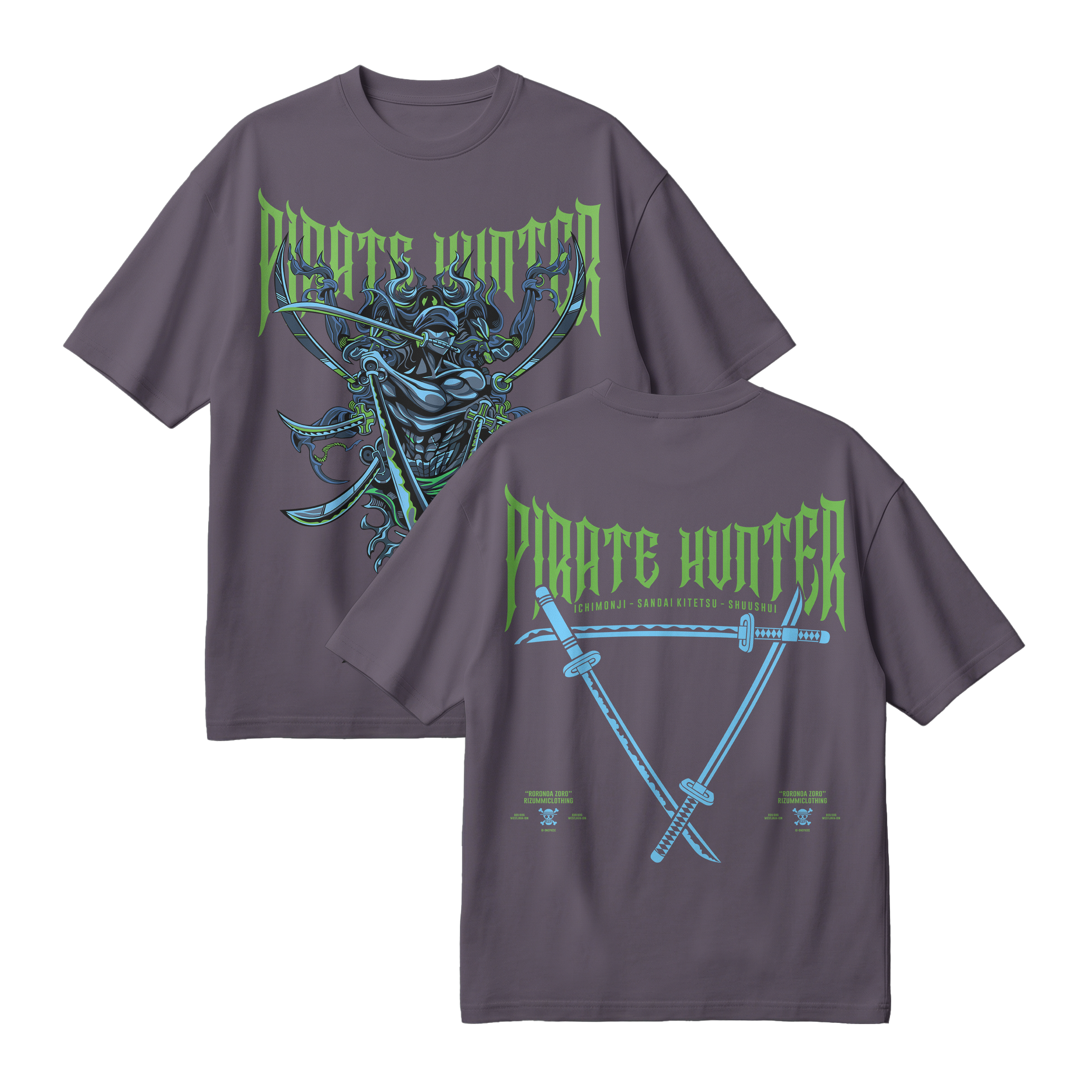 Anime One Piece Roronoa Zoro Pirates Hunter Oversized T-Shirt - RZM010