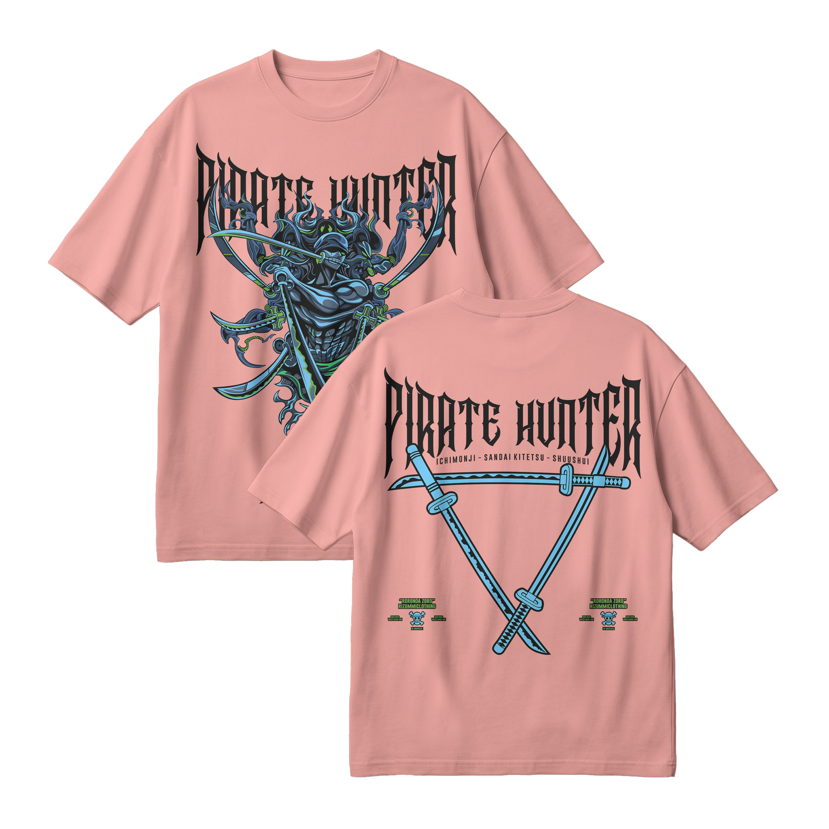 Anime One Piece Roronoa Zoro Pirates Hunter Oversized T-Shirt - RZM010