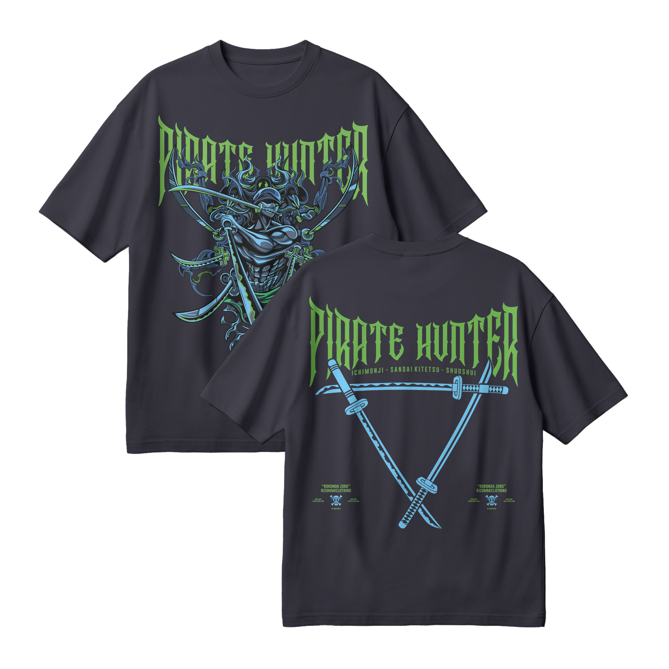 Anime One Piece Roronoa Zoro Pirates Hunter Oversized T-Shirt - RZM010
