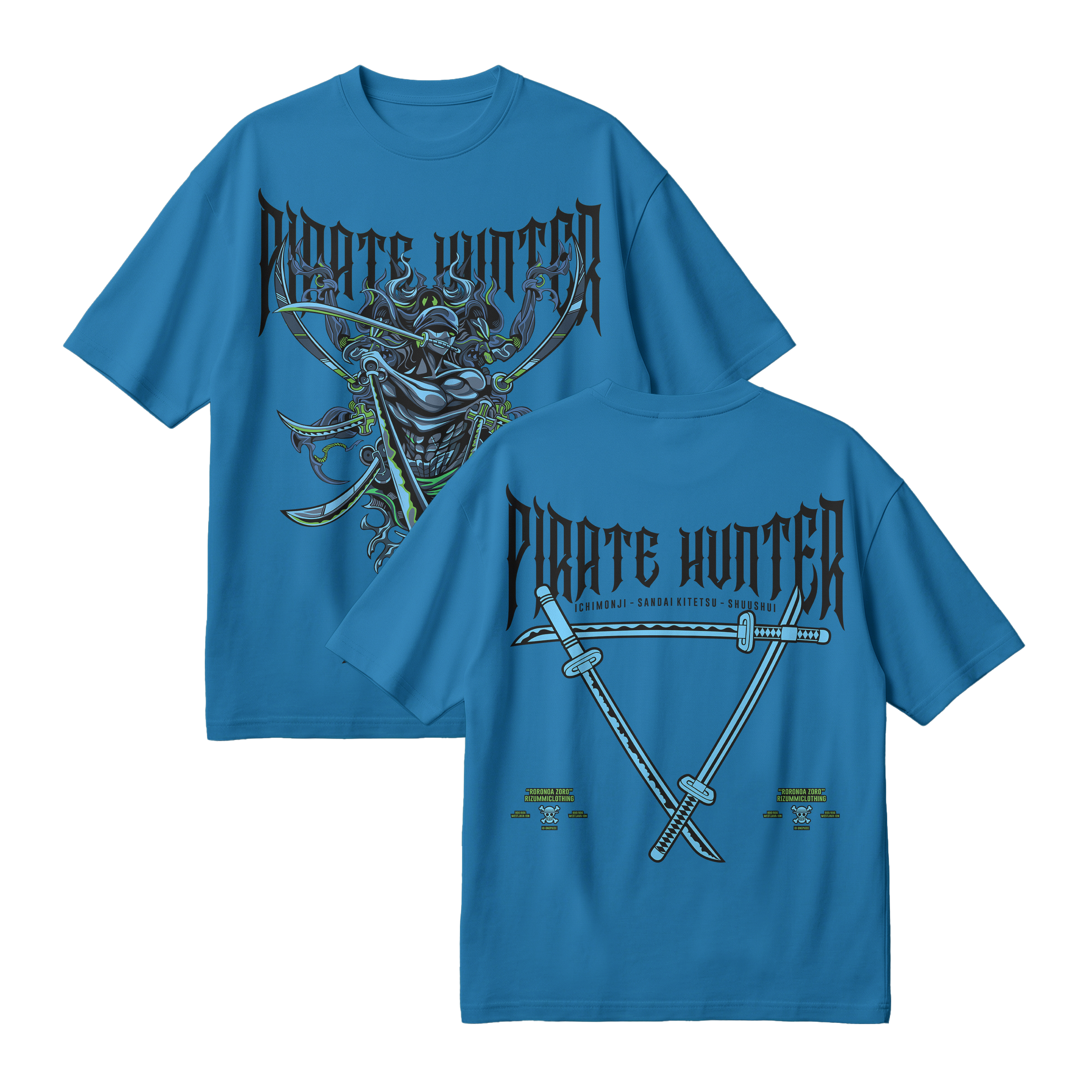 Anime One Piece Roronoa Zoro Pirates Hunter Oversized T-Shirt - RZM010