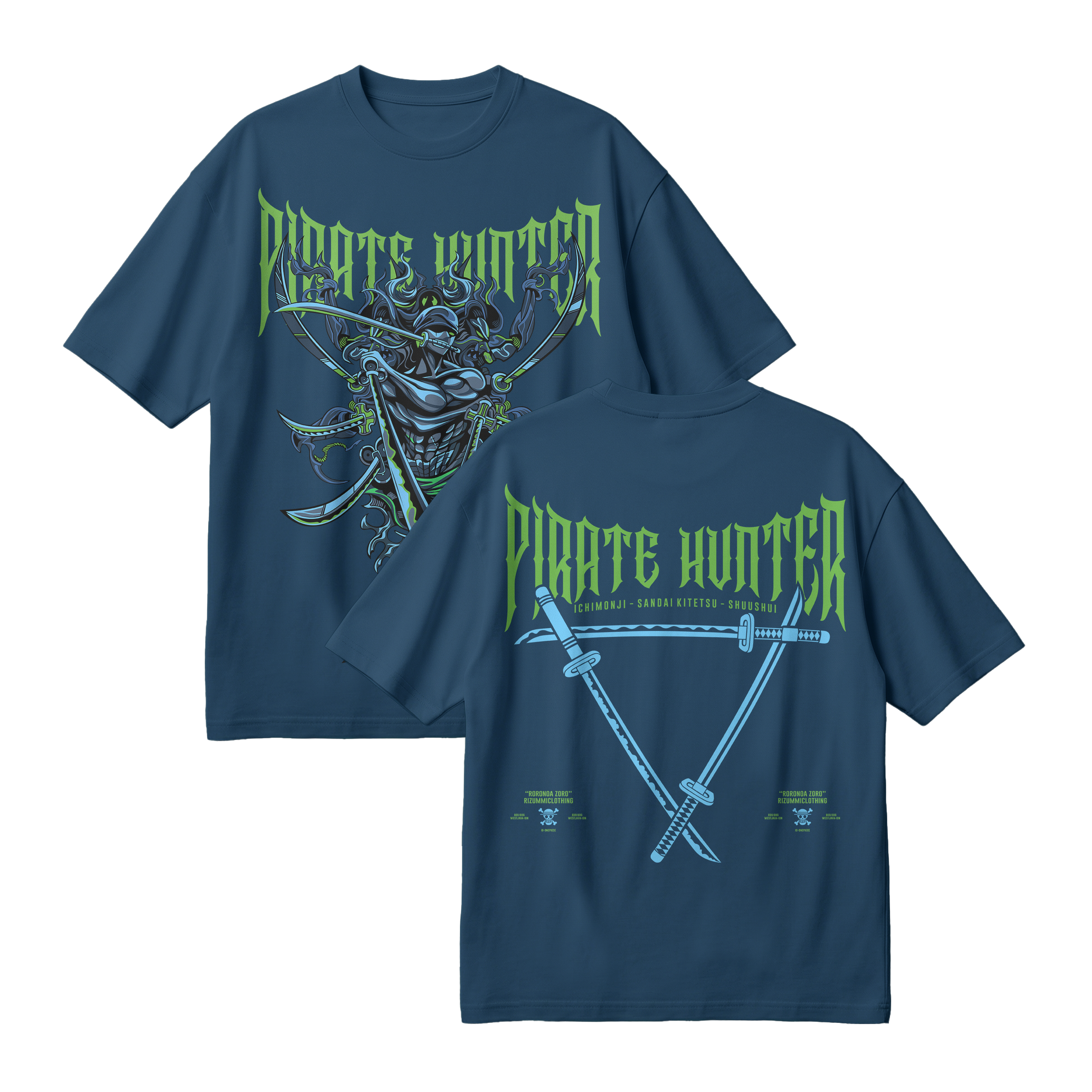 Anime One Piece Roronoa Zoro Pirates Hunter Oversized T-Shirt - RZM010