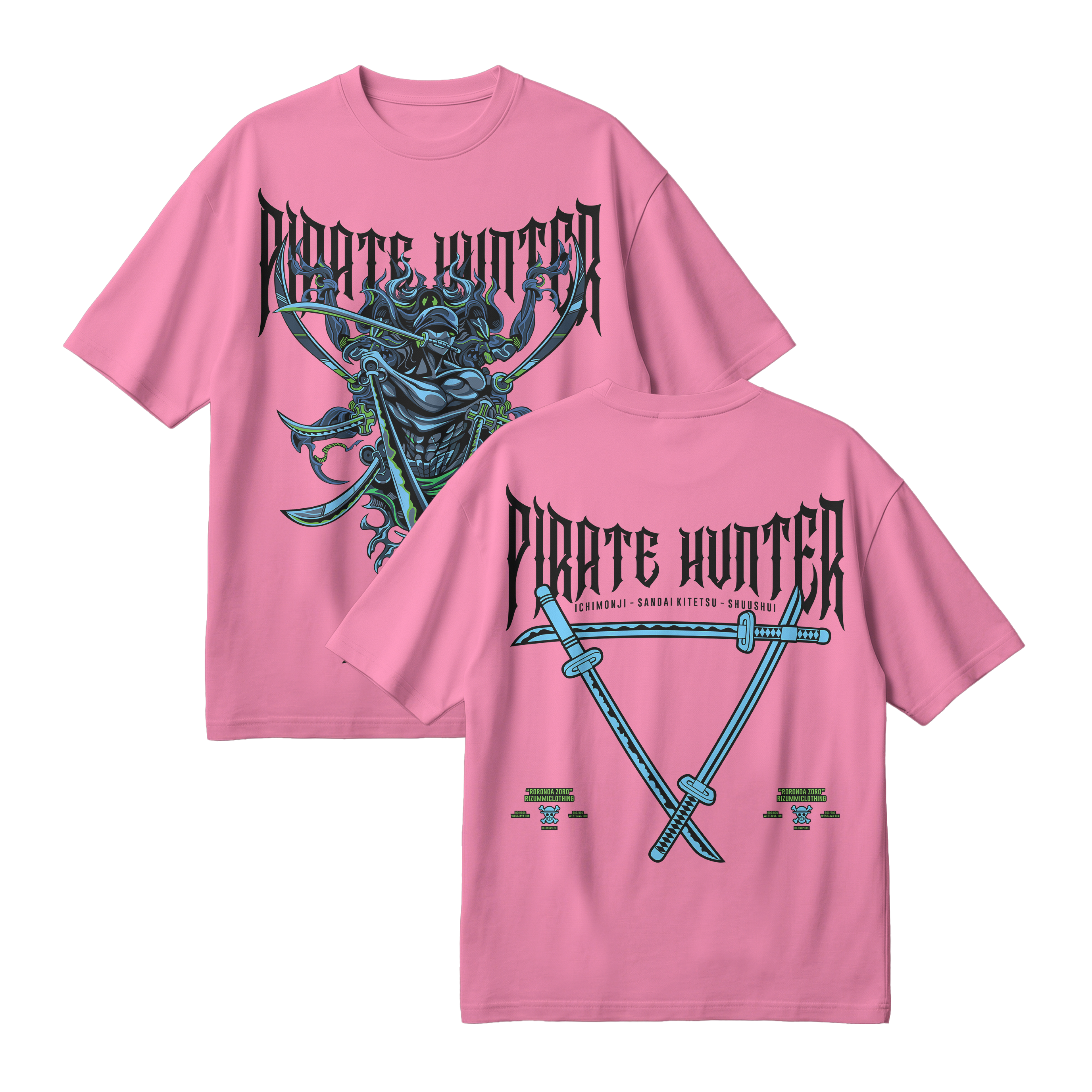 Anime One Piece Roronoa Zoro Pirates Hunter Oversized T-Shirt - RZM010