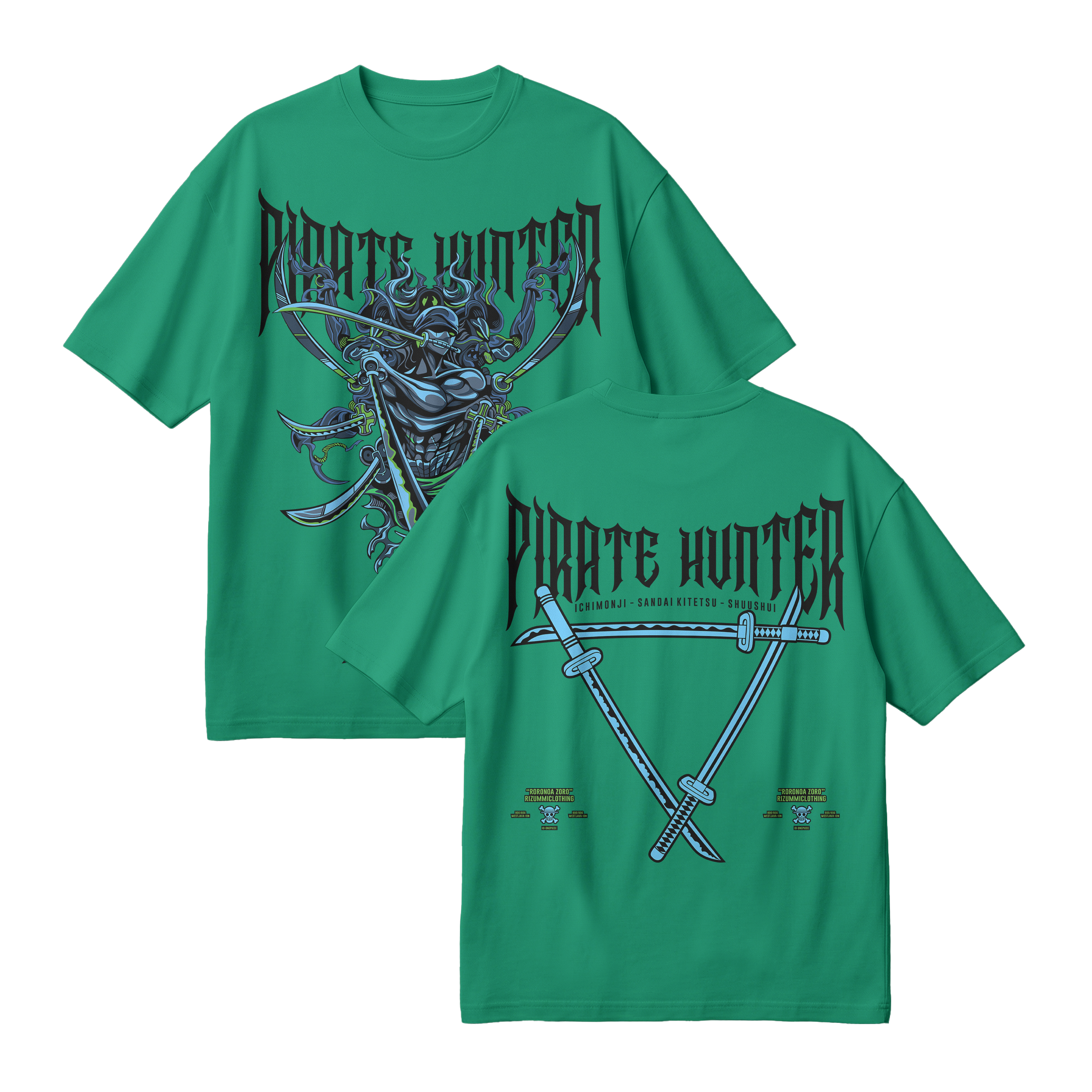 Anime One Piece Roronoa Zoro Pirates Hunter Oversized T-Shirt - RZM010