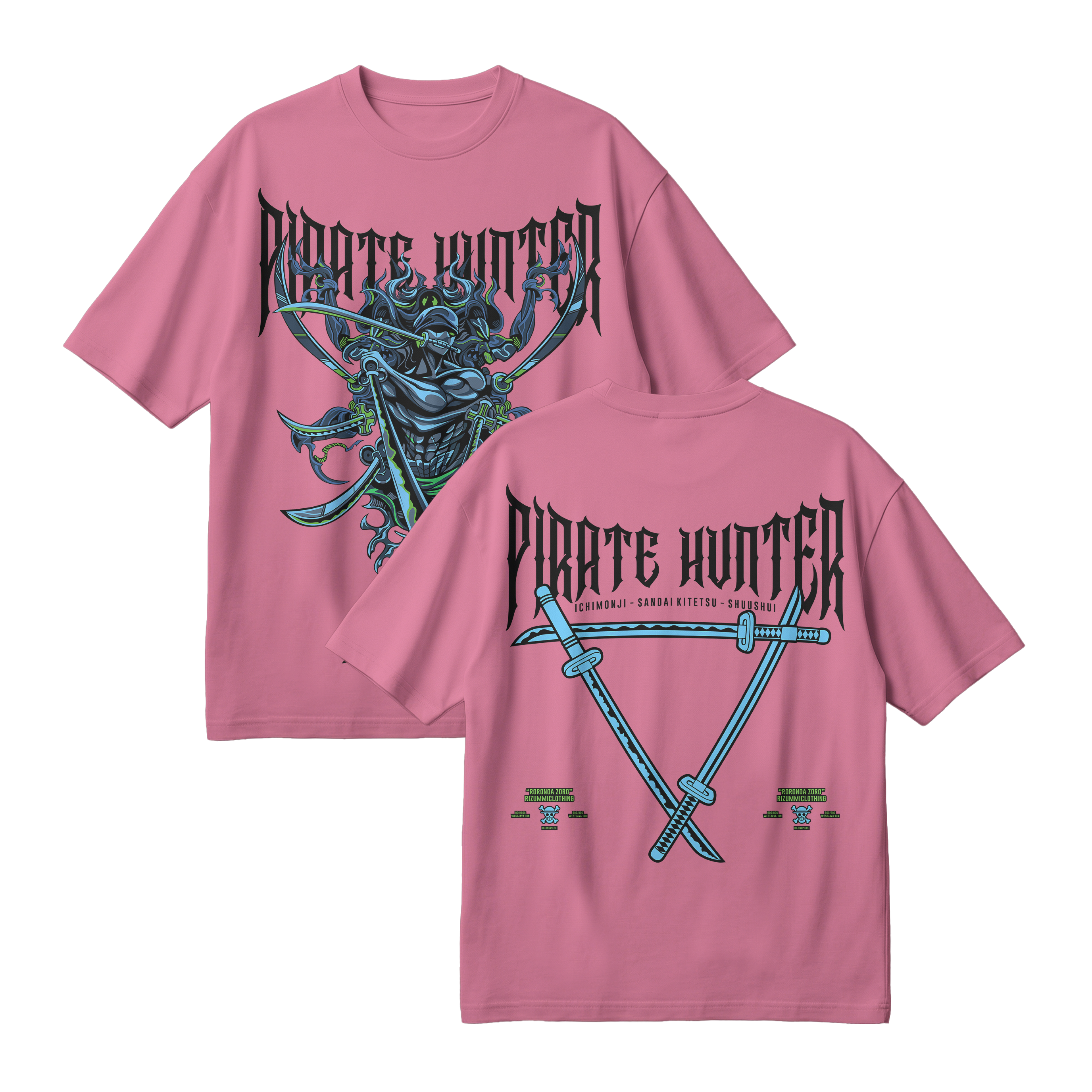 Anime One Piece Roronoa Zoro Pirates Hunter Oversized T-Shirt - RZM010