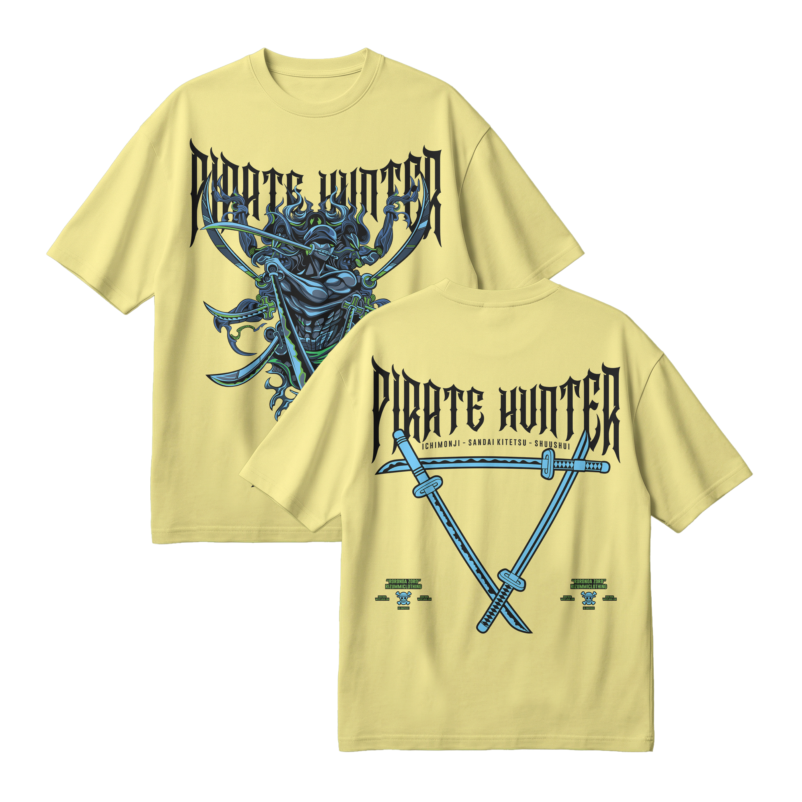 Anime One Piece Roronoa Zoro Pirates Hunter Oversized T-Shirt - RZM010