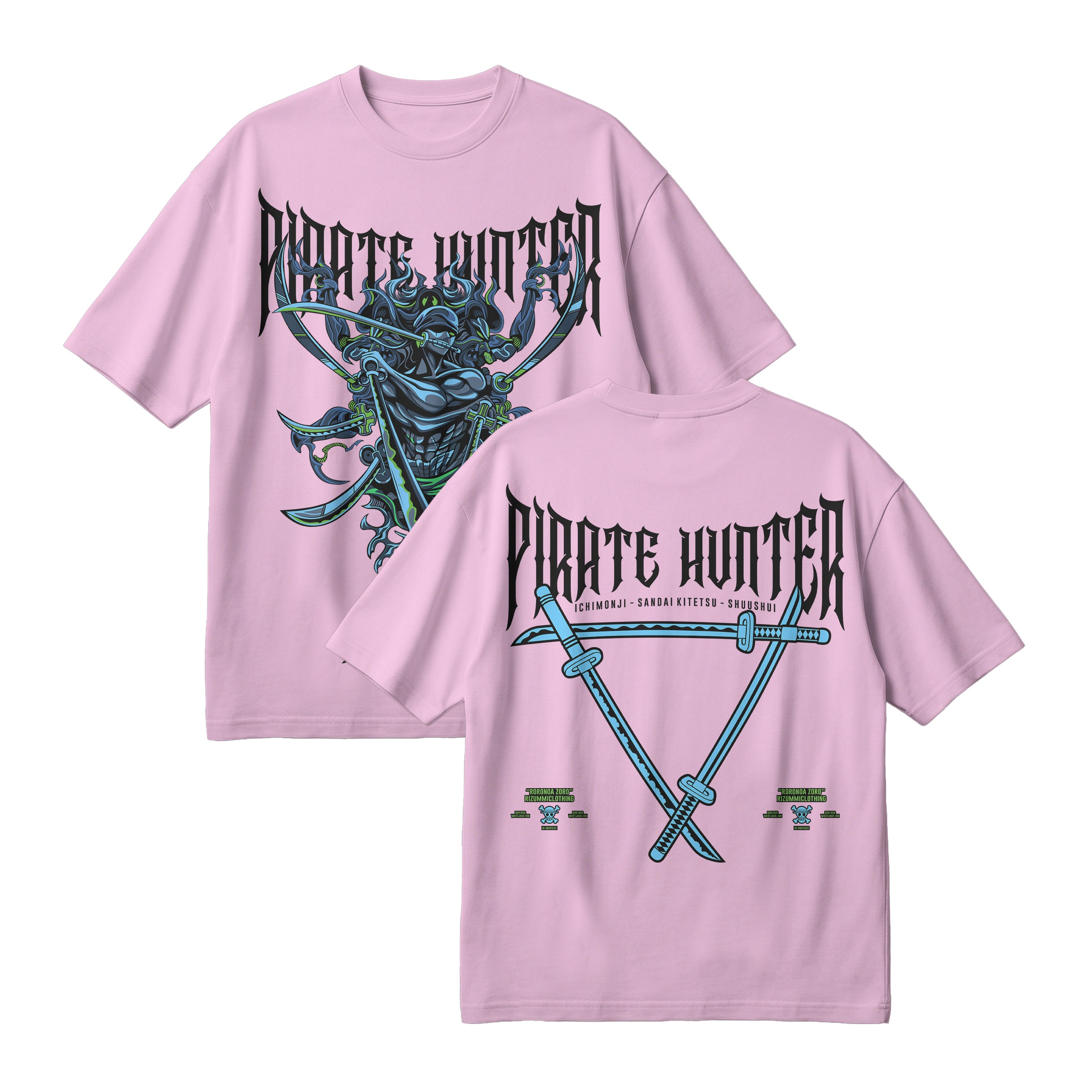 Anime One Piece Roronoa Zoro Pirates Hunter Oversized T-Shirt - RZM010