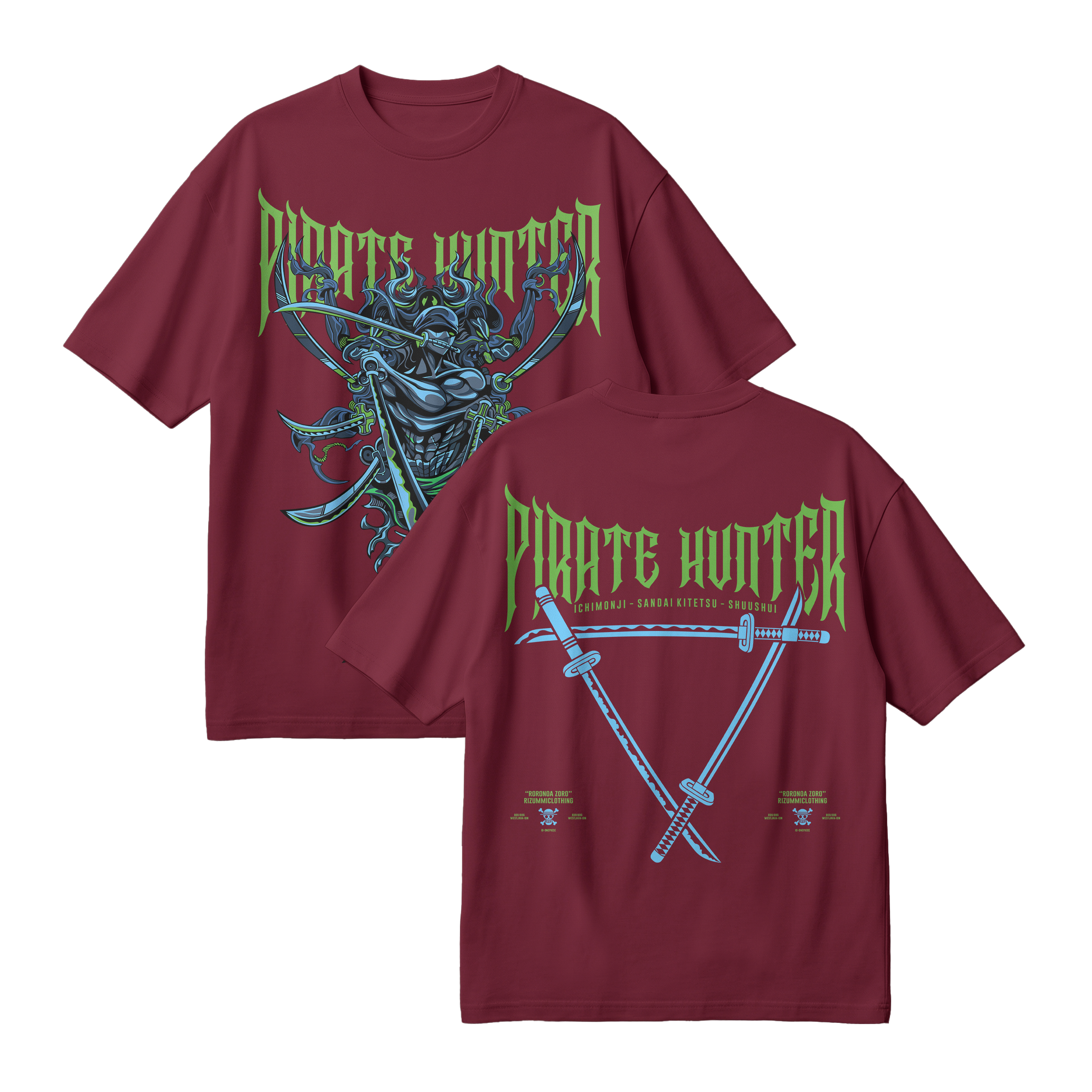 Anime One Piece Roronoa Zoro Pirates Hunter Oversized T-Shirt - RZM010