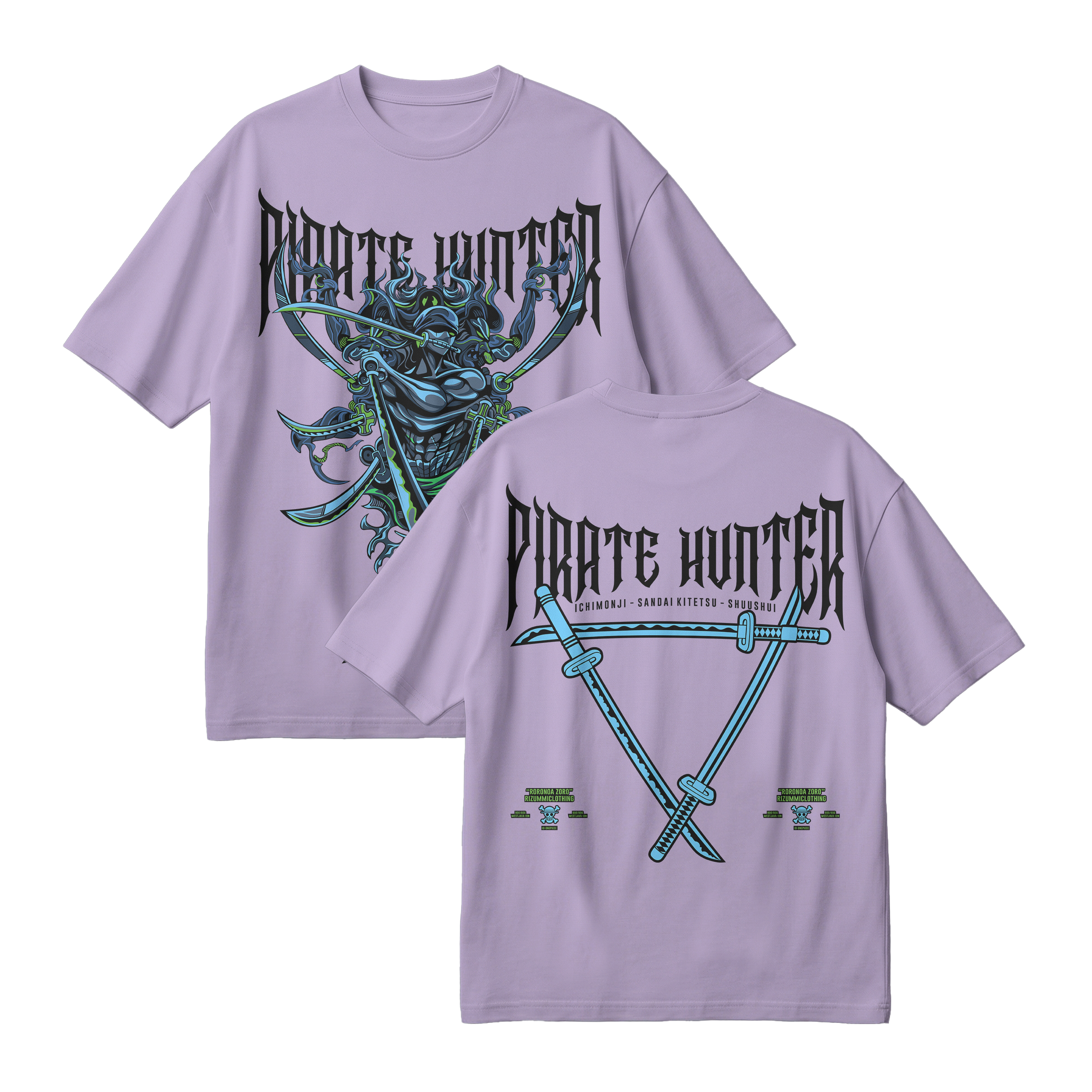 Anime One Piece Roronoa Zoro Pirates Hunter Oversized T-Shirt - RZM010