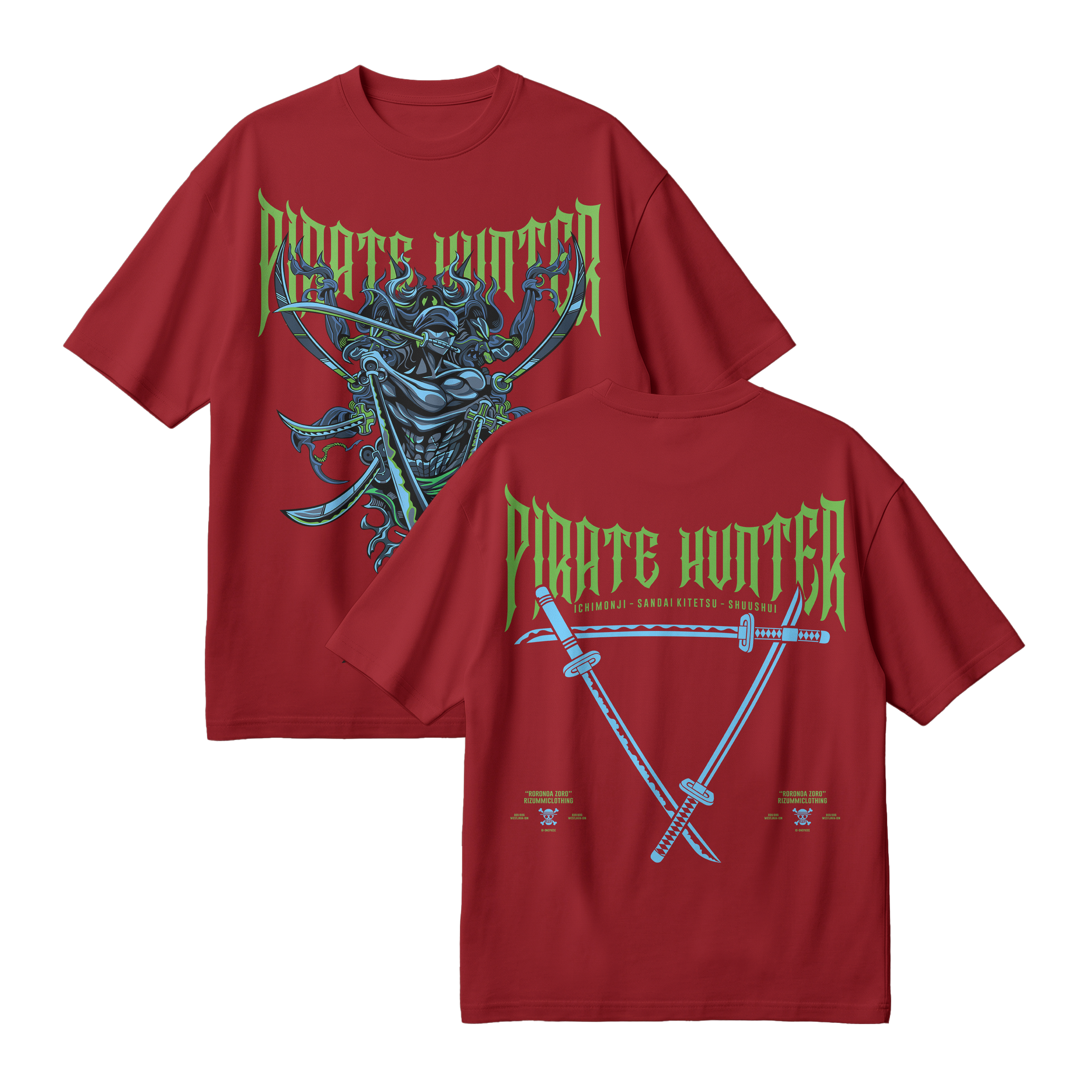 Anime One Piece Roronoa Zoro Pirates Hunter Oversized T-Shirt - RZM010