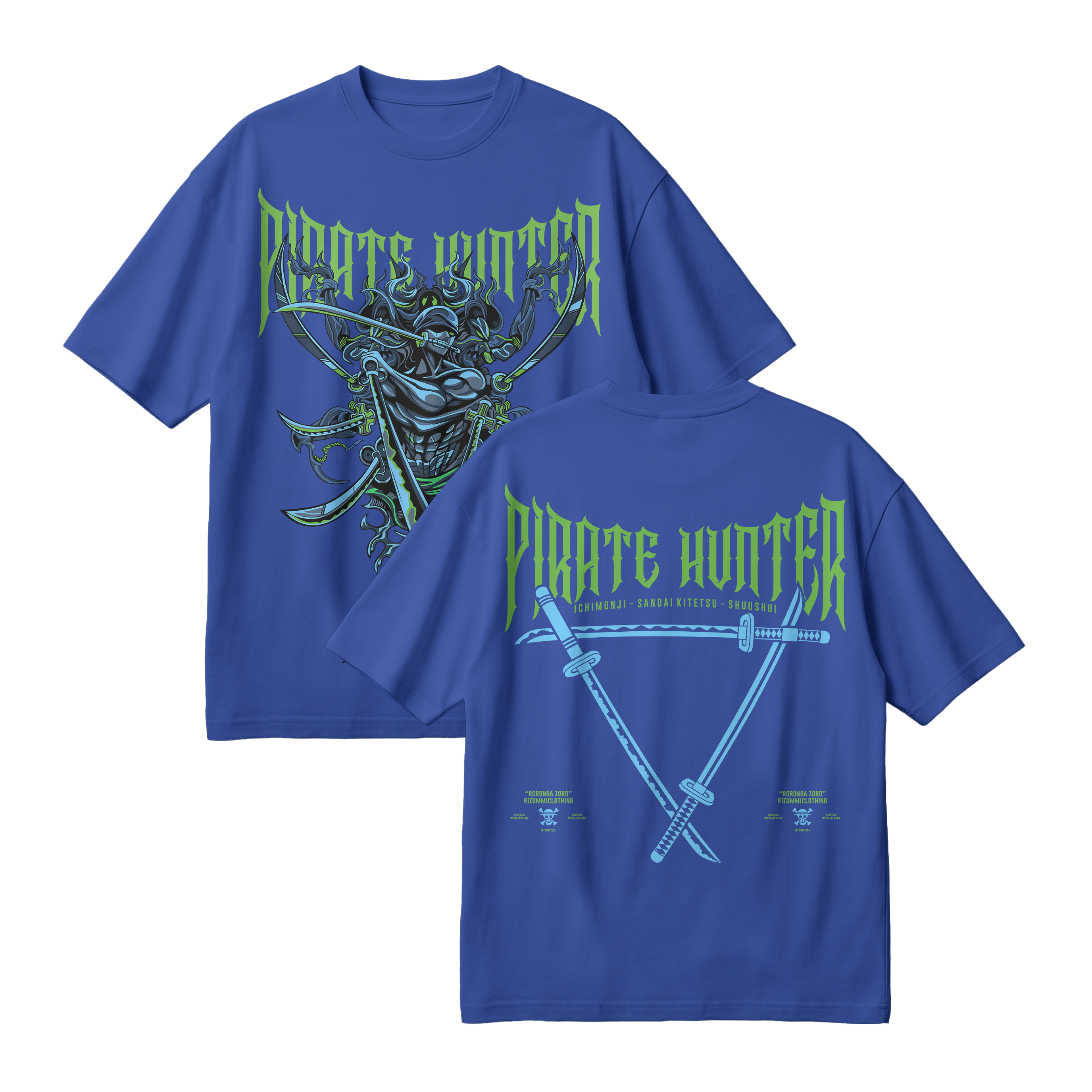 Anime One Piece Roronoa Zoro Pirates Hunter Oversized T-Shirt - RZM010