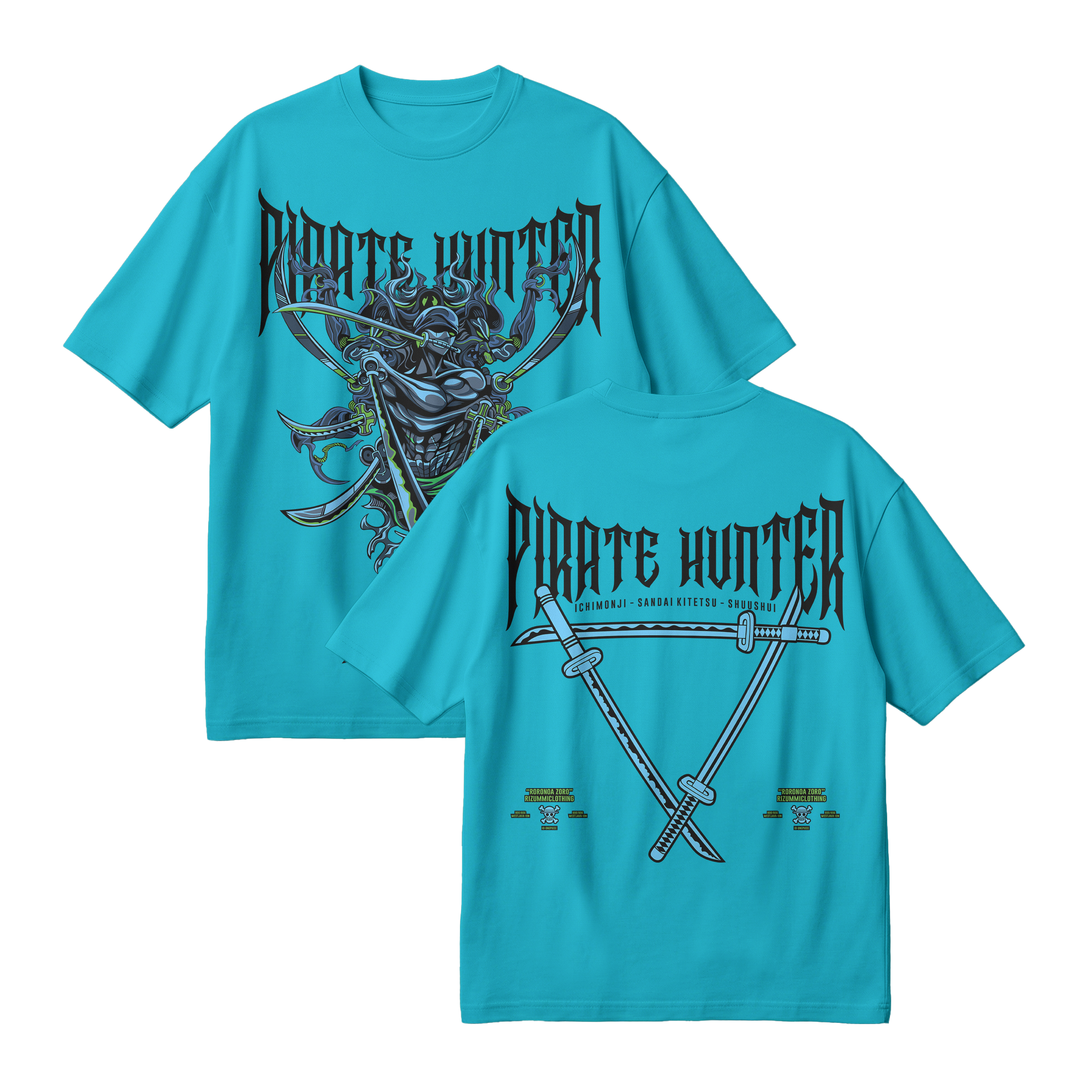 Anime One Piece Roronoa Zoro Pirates Hunter Oversized T-Shirt - RZM010