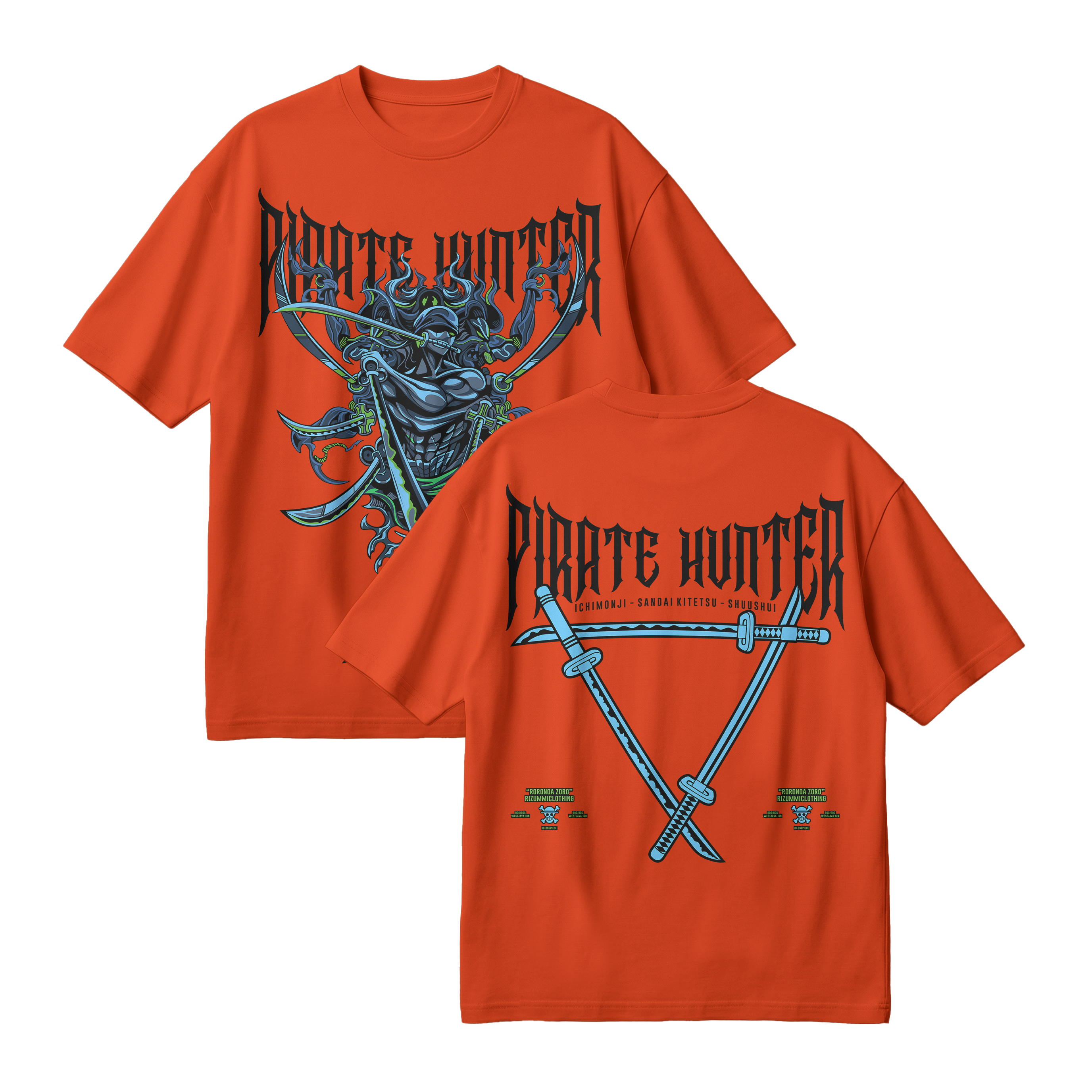Anime One Piece Roronoa Zoro Pirates Hunter Oversized T-Shirt - RZM010