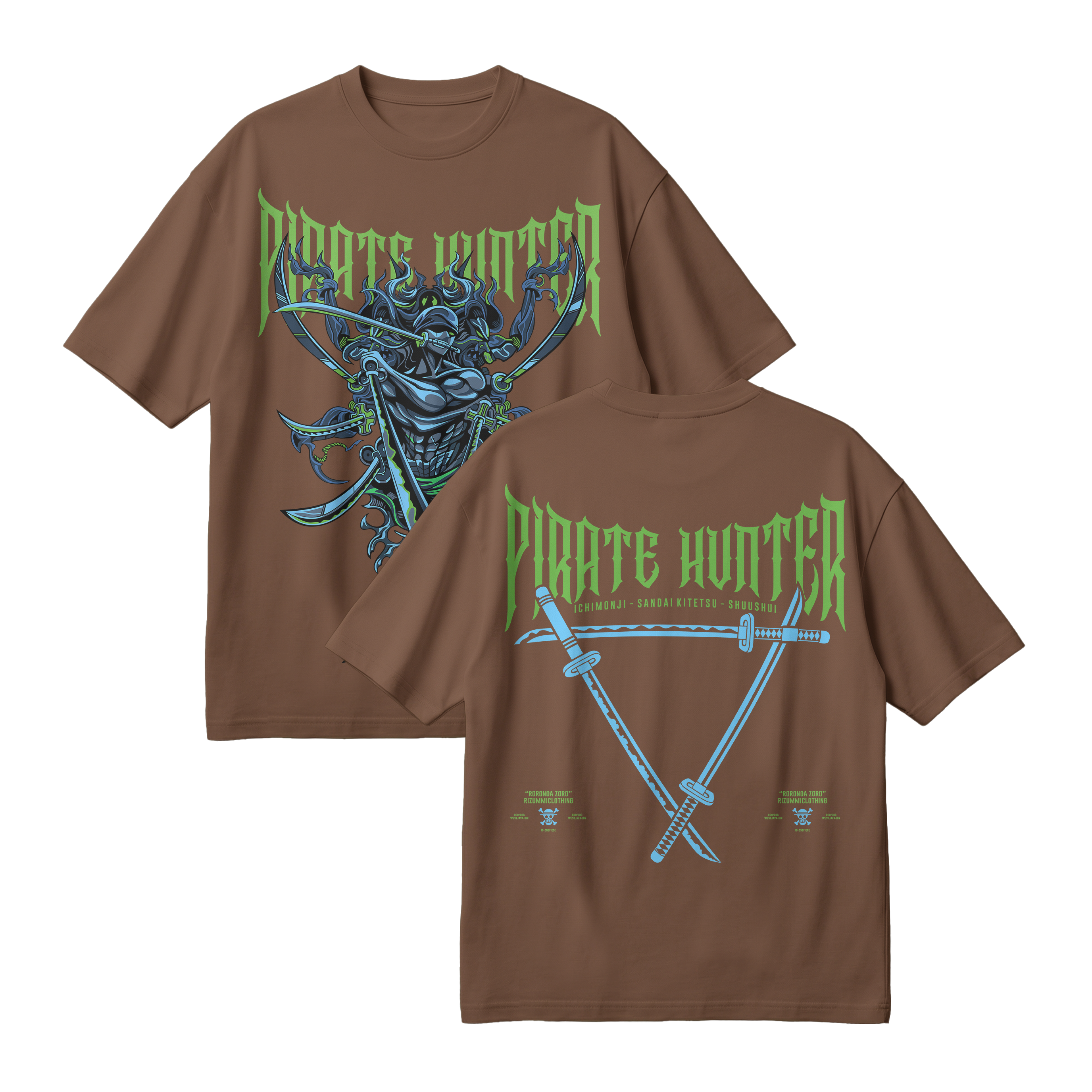 Anime One Piece Roronoa Zoro Pirates Hunter Oversized T-Shirt - RZM010