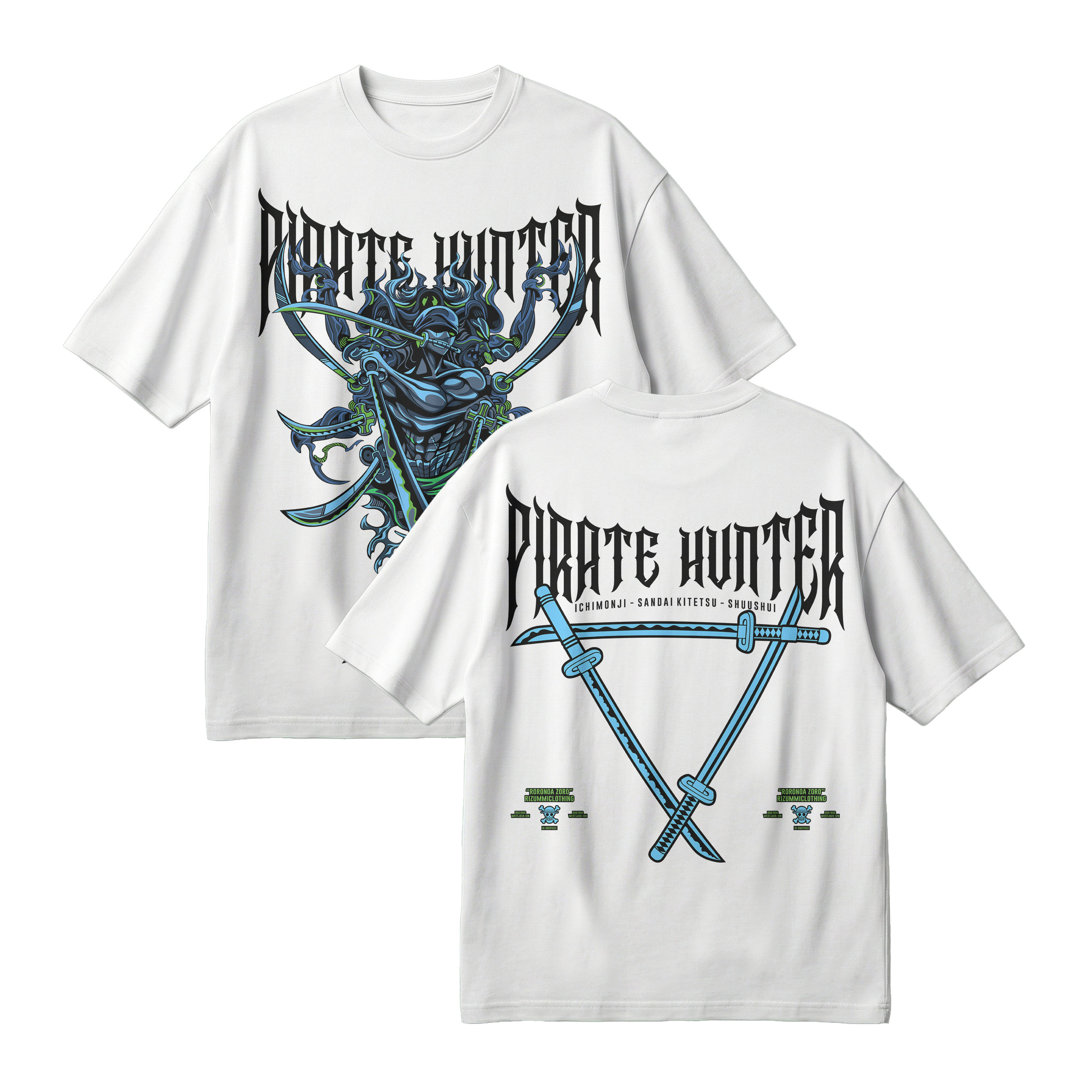 Anime One Piece Roronoa Zoro Pirates Hunter Oversized T-Shirt - RZM010