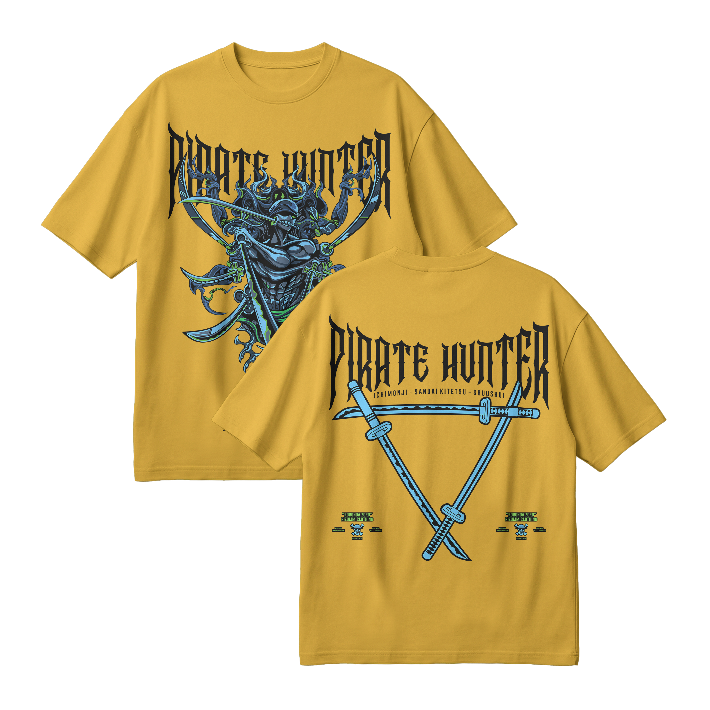 Anime One Piece Roronoa Zoro Pirates Hunter Oversized T-Shirt - RZM010