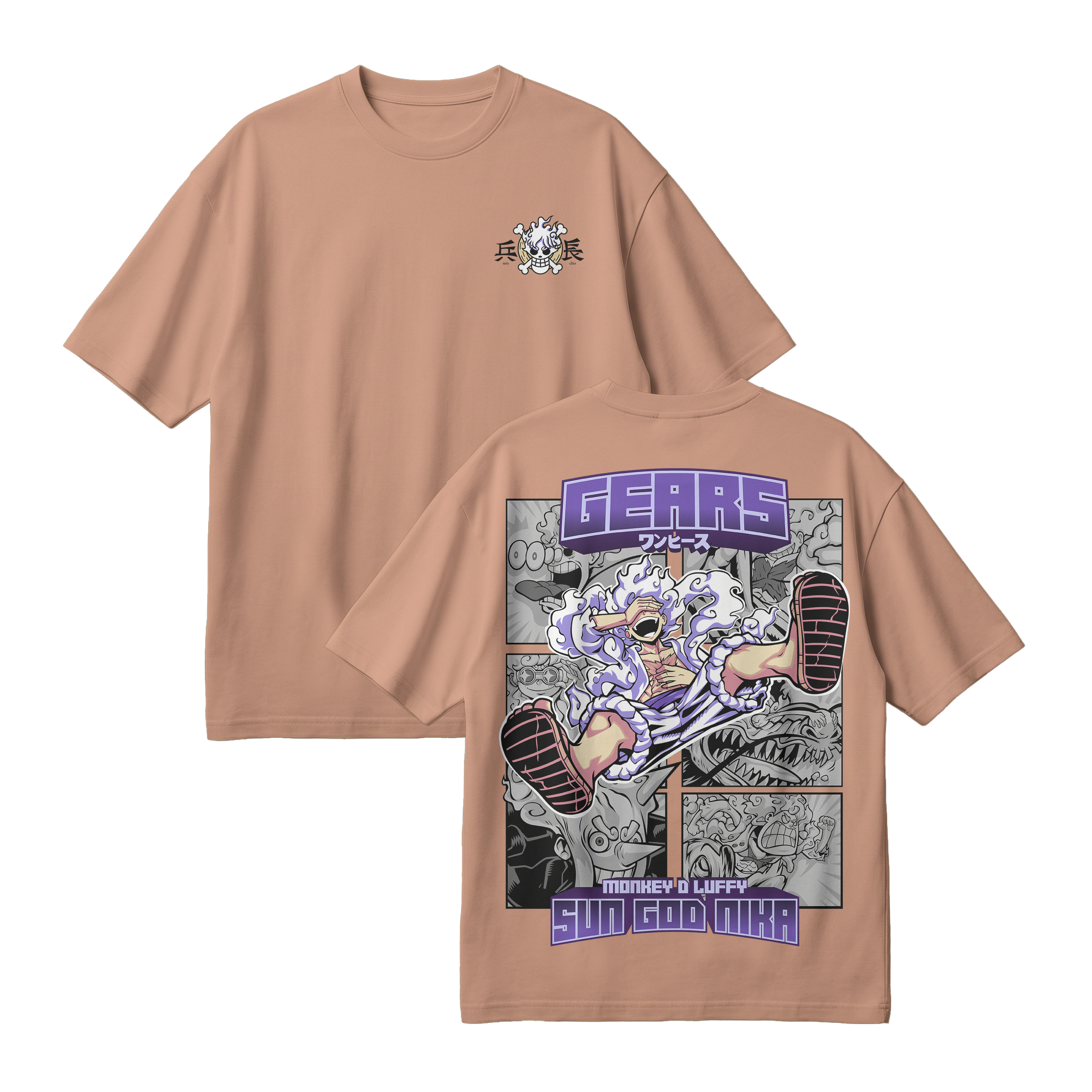 Anime One Piece Gear 5 Monkey D. Luffy Sun God Nika Oversized T-Shirt - RZM011