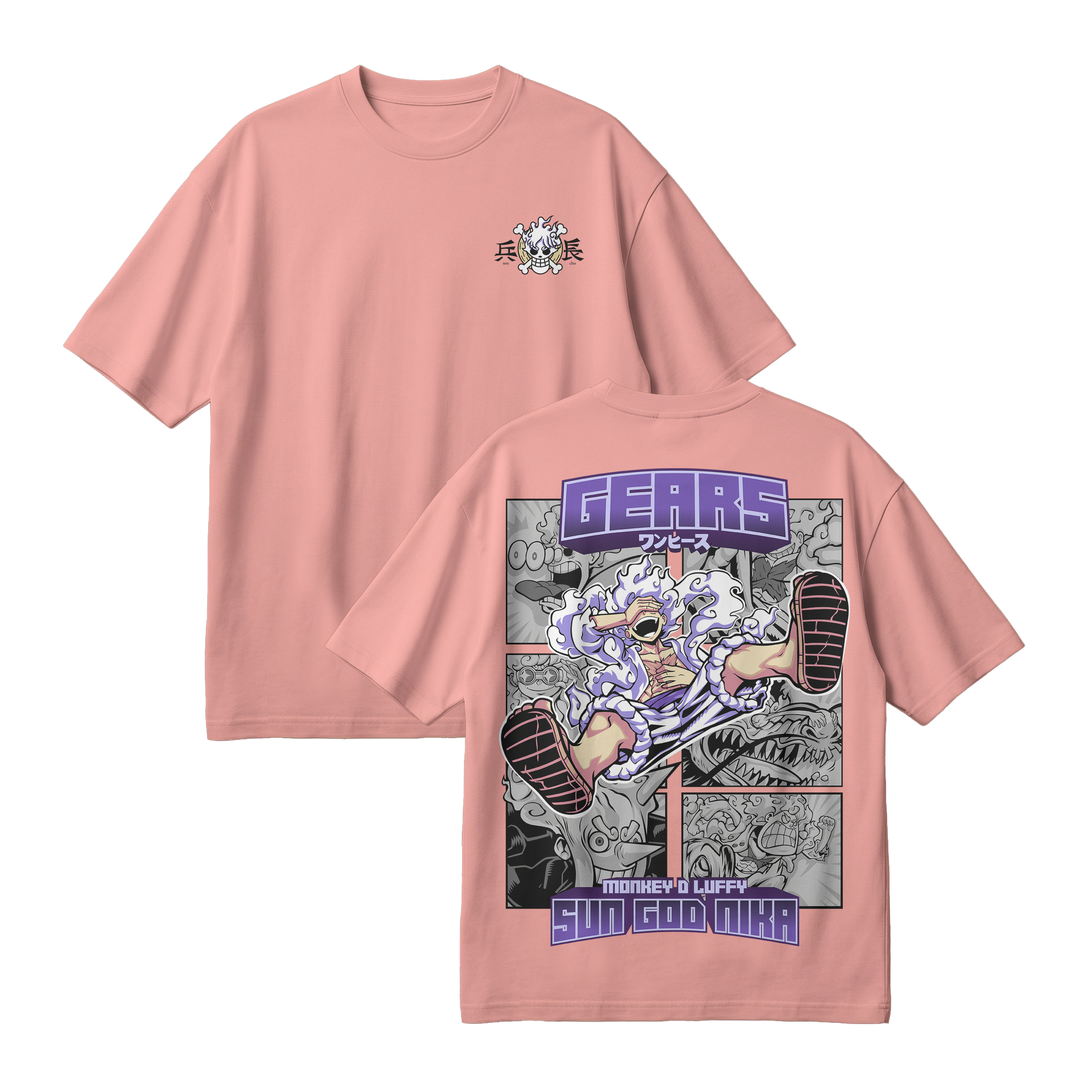 Anime One Piece Gear 5 Monkey D. Luffy Sun God Nika Oversized T-Shirt - RZM011