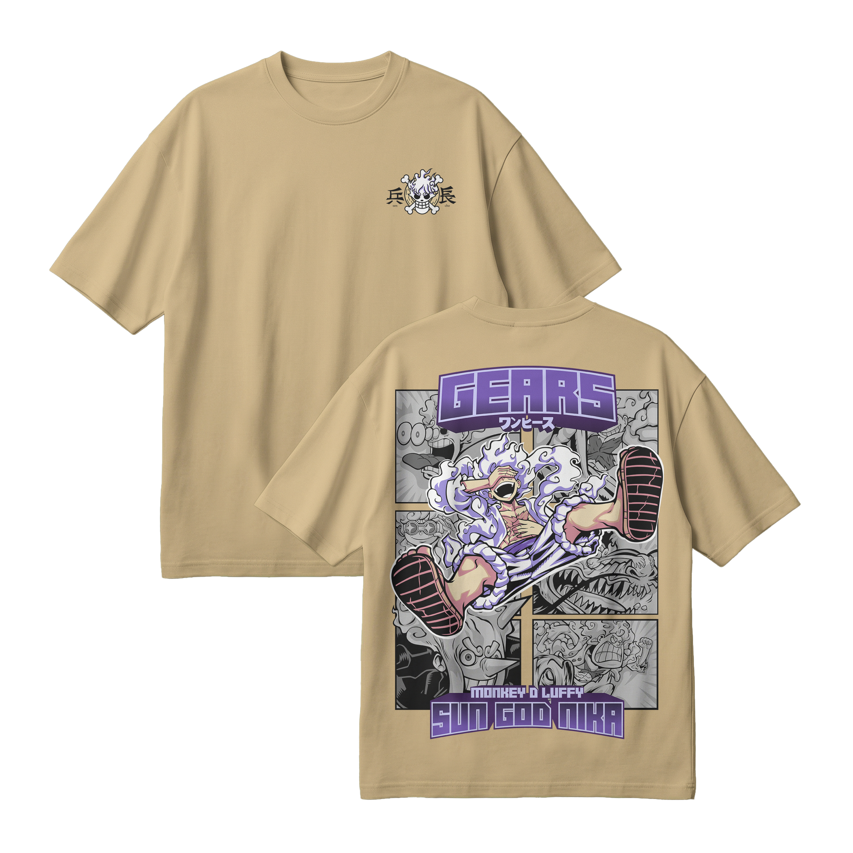 Anime One Piece Gear 5 Monkey D. Luffy Sun God Nika Oversized T-Shirt - RZM011