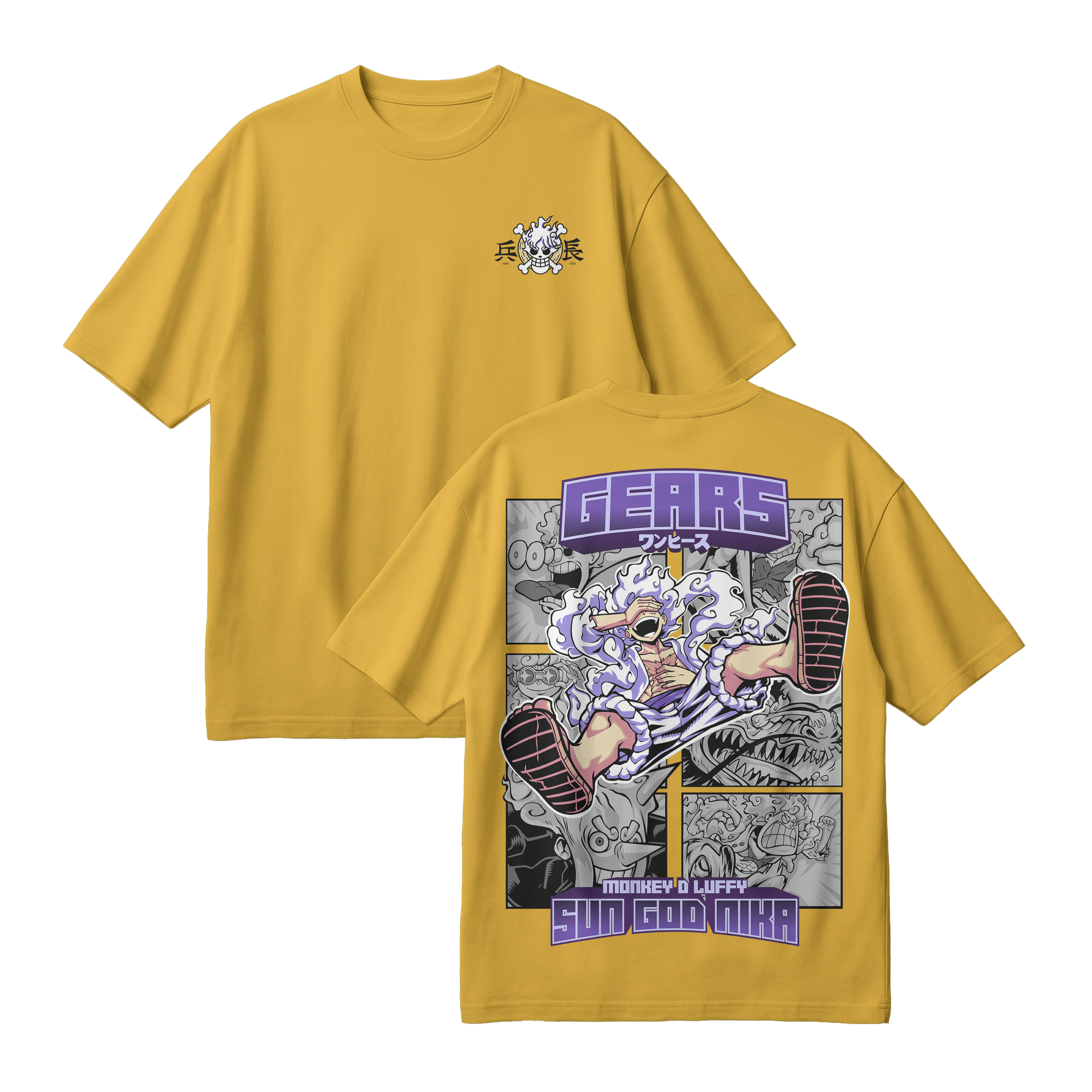 Anime One Piece Gear 5 Monkey D. Luffy Sun God Nika Oversized T-Shirt - RZM011