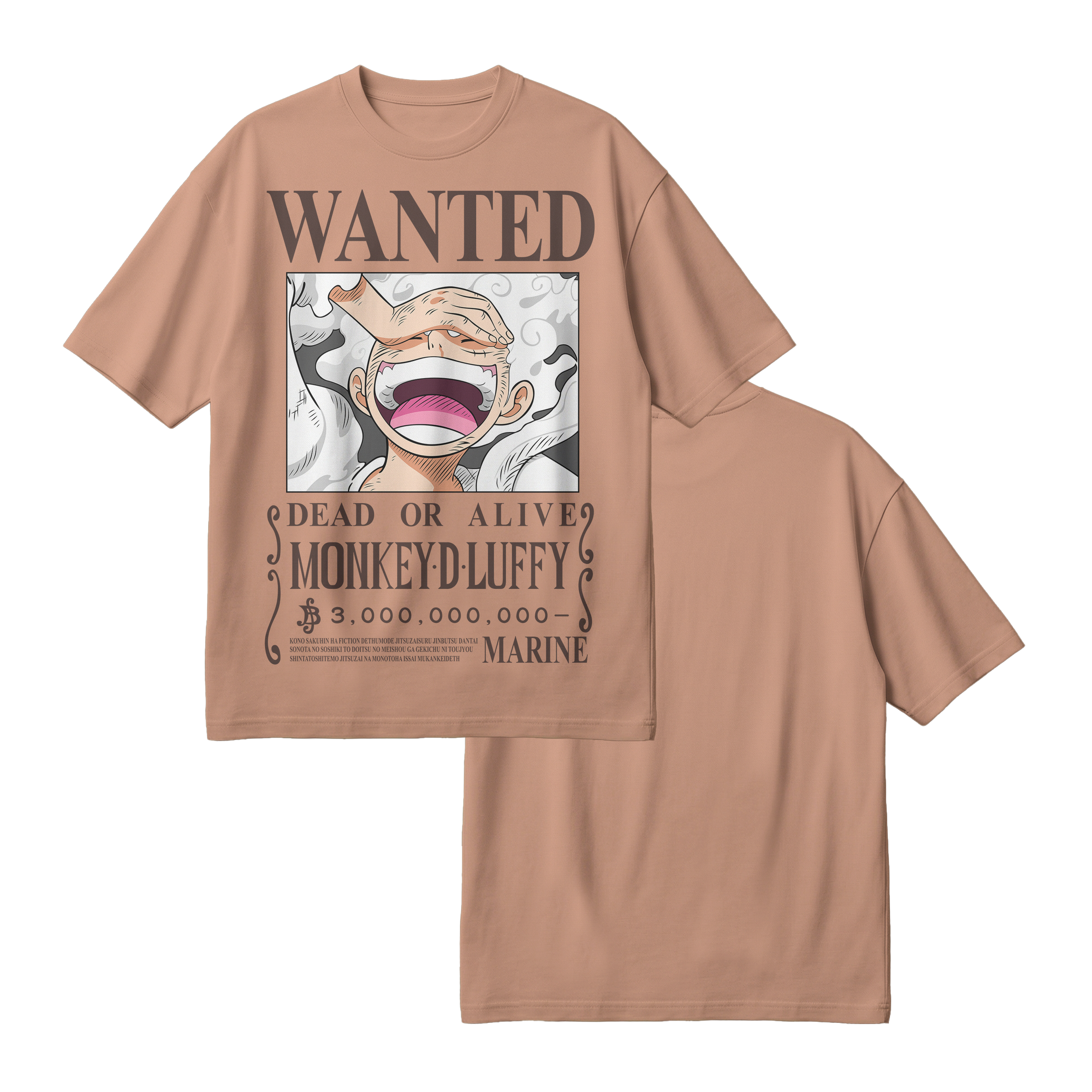 Anime One Piece Wanted Monkey D. Luffy Gear 5 Oversized T-Shirt - RZM012
