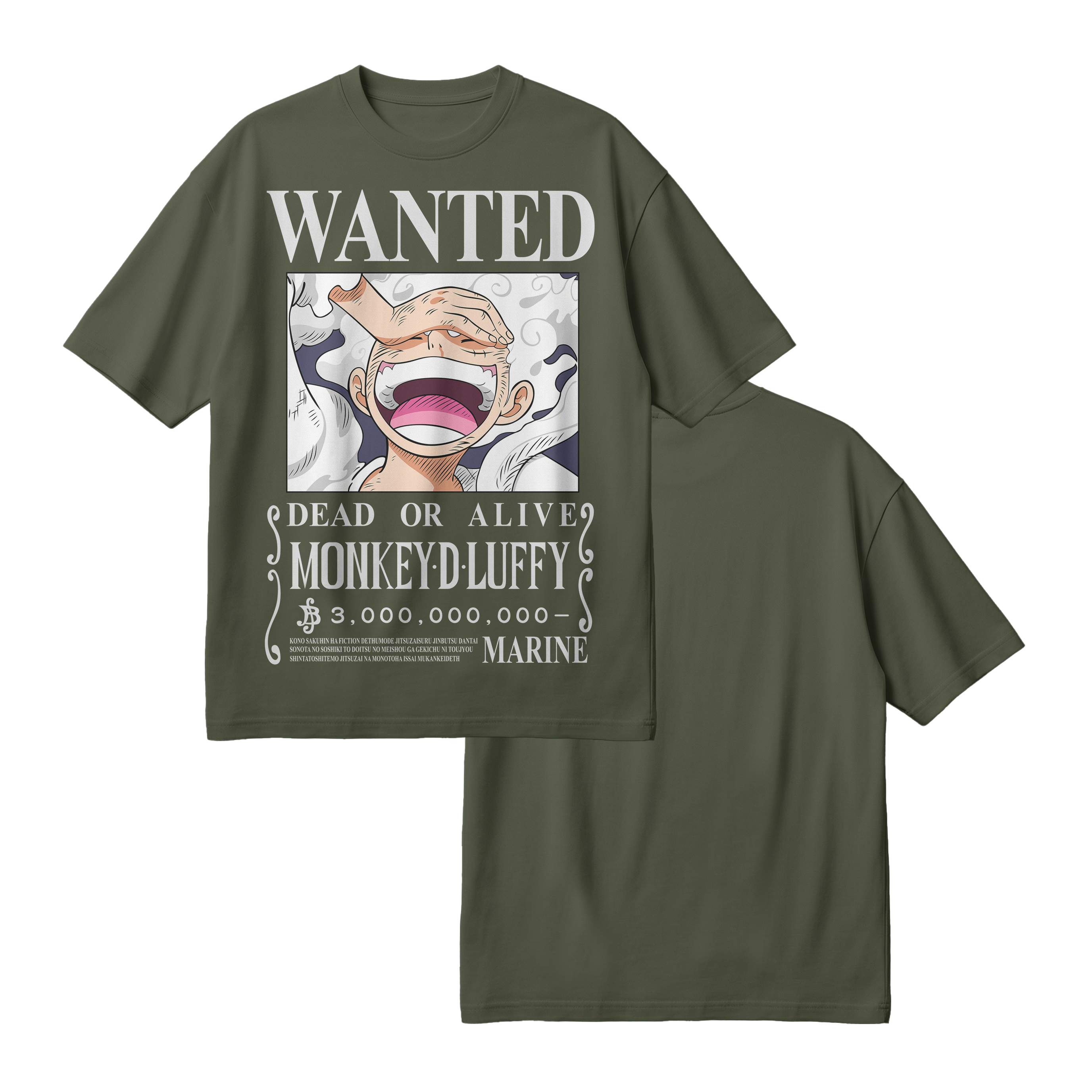 Anime One Piece Wanted Monkey D. Luffy Gear 5 Oversized T-Shirt - RZM012