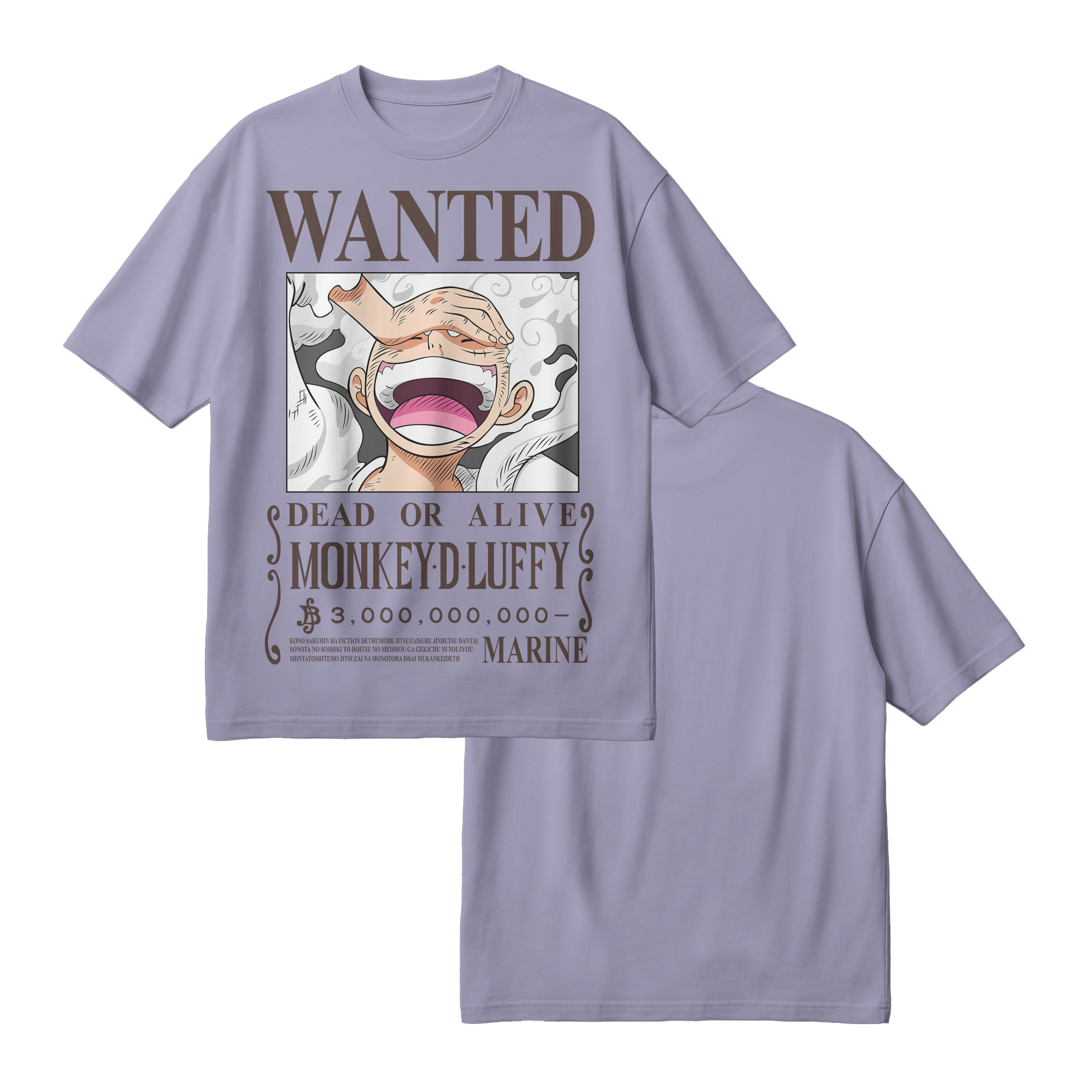 Anime One Piece Wanted Monkey D. Luffy Gear 5 Oversized T-Shirt - RZM012