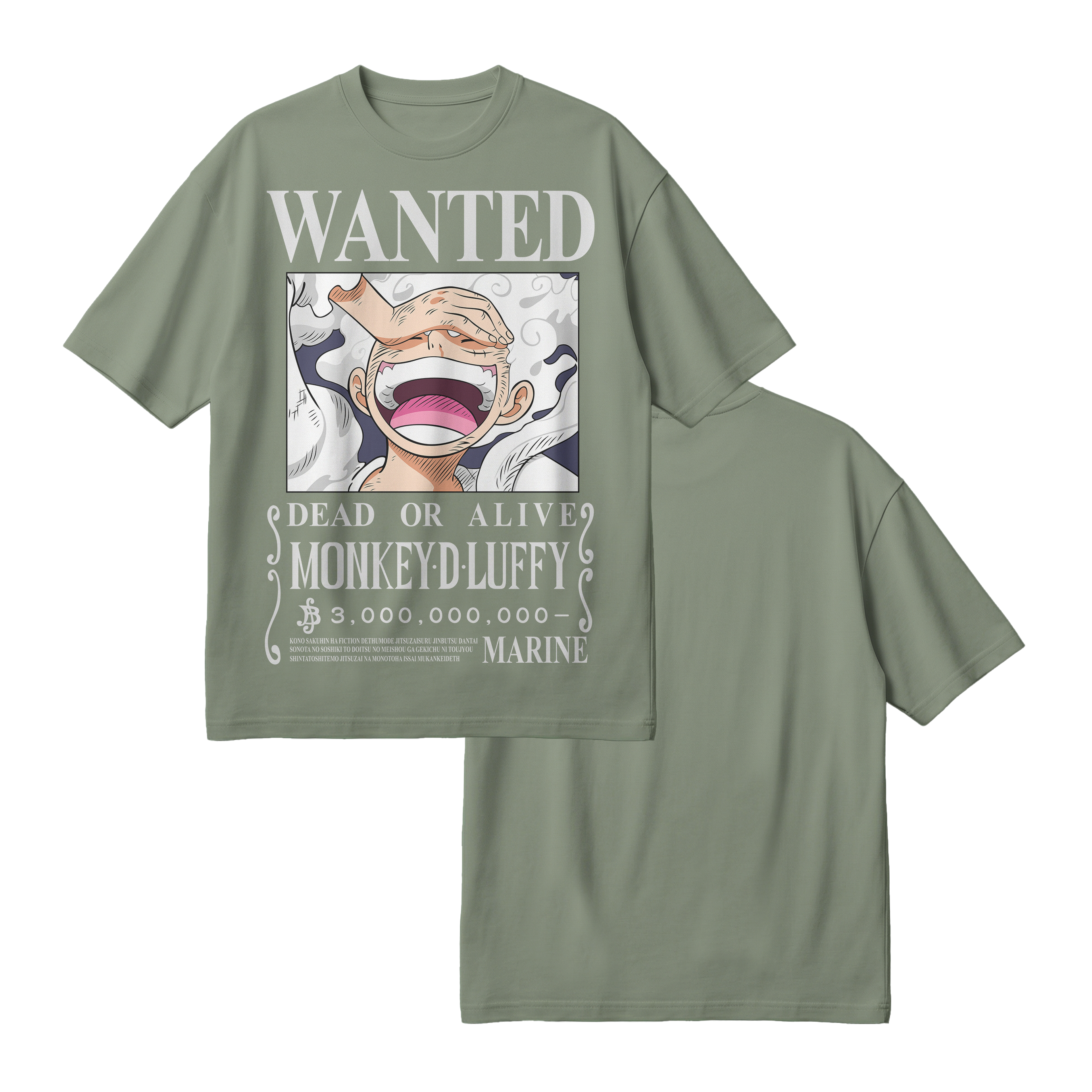 Anime One Piece Wanted Monkey D. Luffy Gear 5 Oversized T-Shirt - RZM012