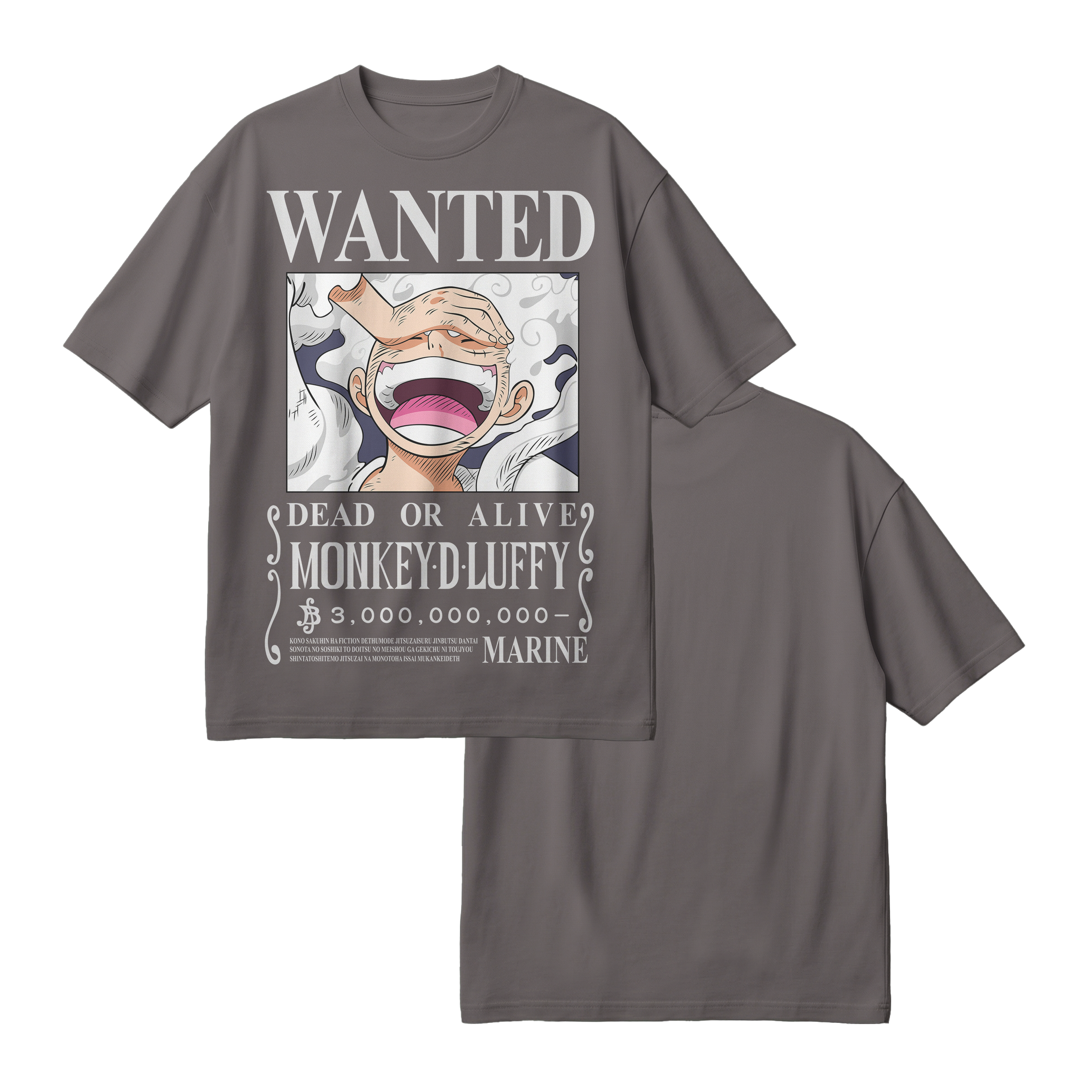 Anime One Piece Wanted Monkey D. Luffy Gear 5 Oversized T-Shirt - RZM012