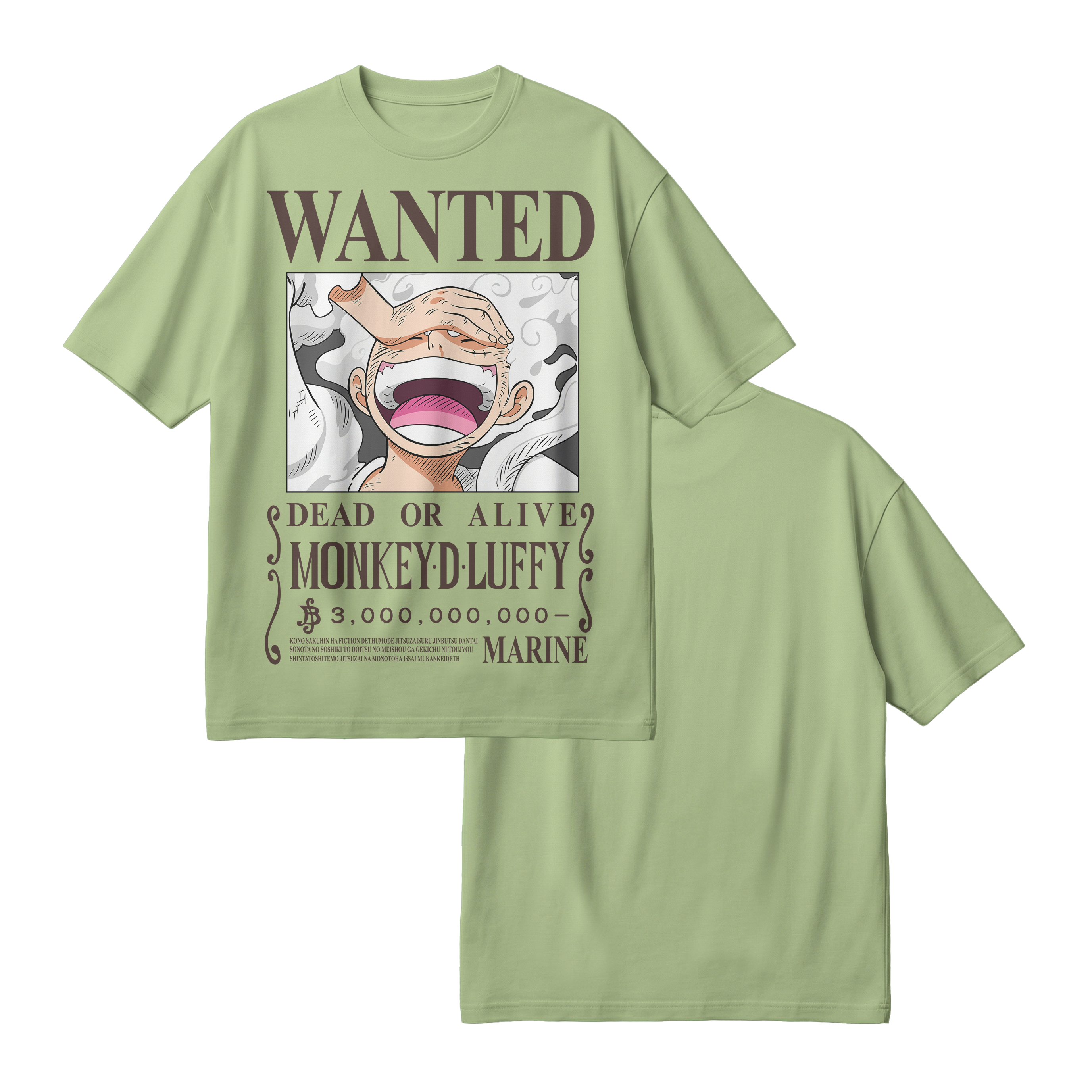 Anime One Piece Wanted Monkey D. Luffy Gear 5 Oversized T-Shirt - RZM012