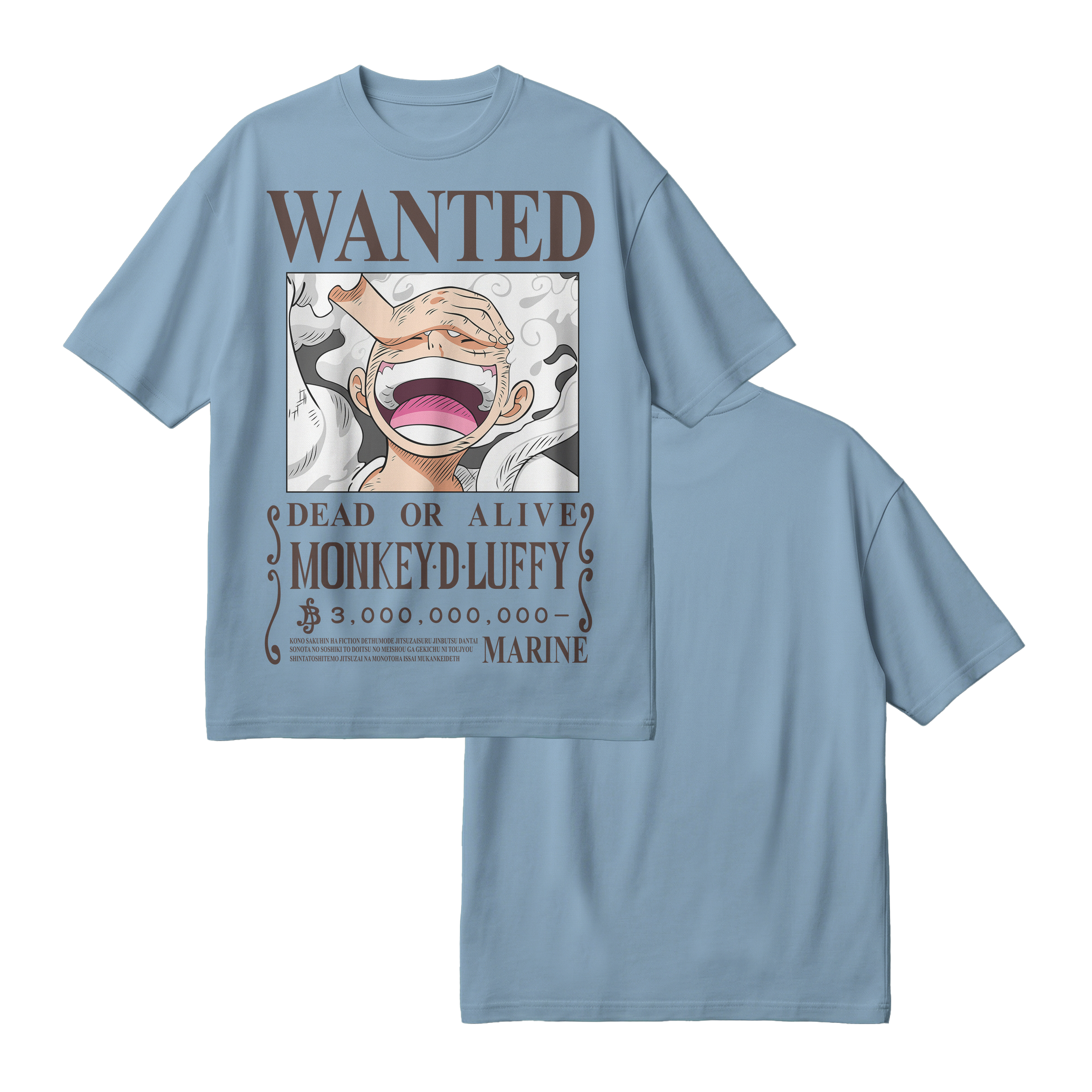 Anime One Piece Wanted Monkey D. Luffy Gear 5 Oversized T-Shirt - RZM012
