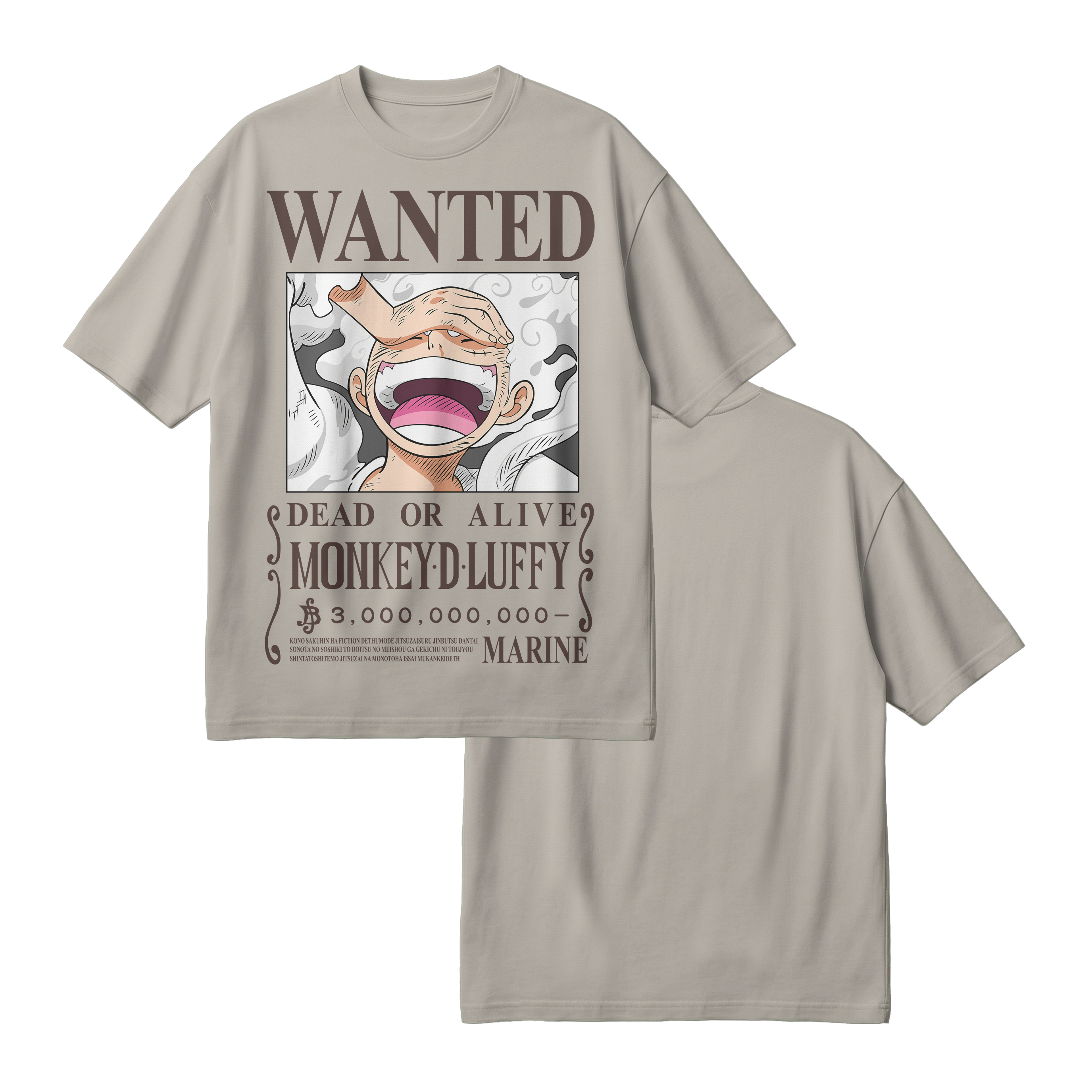 Anime One Piece Wanted Monkey D. Luffy Gear 5 Oversized T-Shirt - RZM012