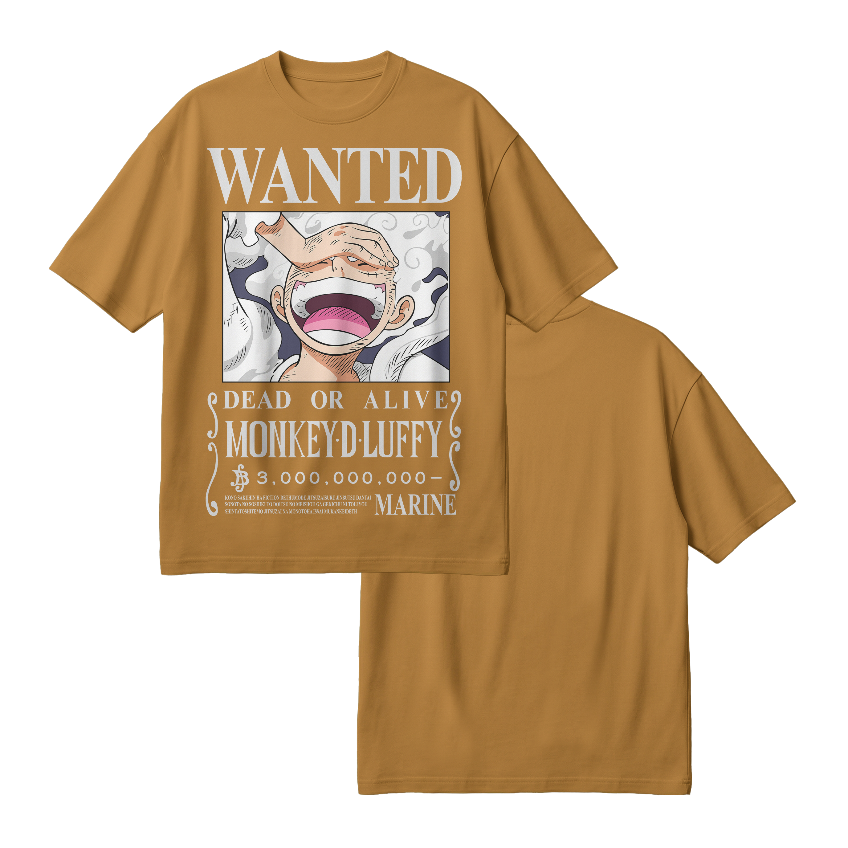 Anime One Piece Wanted Monkey D. Luffy Gear 5 Oversized T-Shirt - RZM012