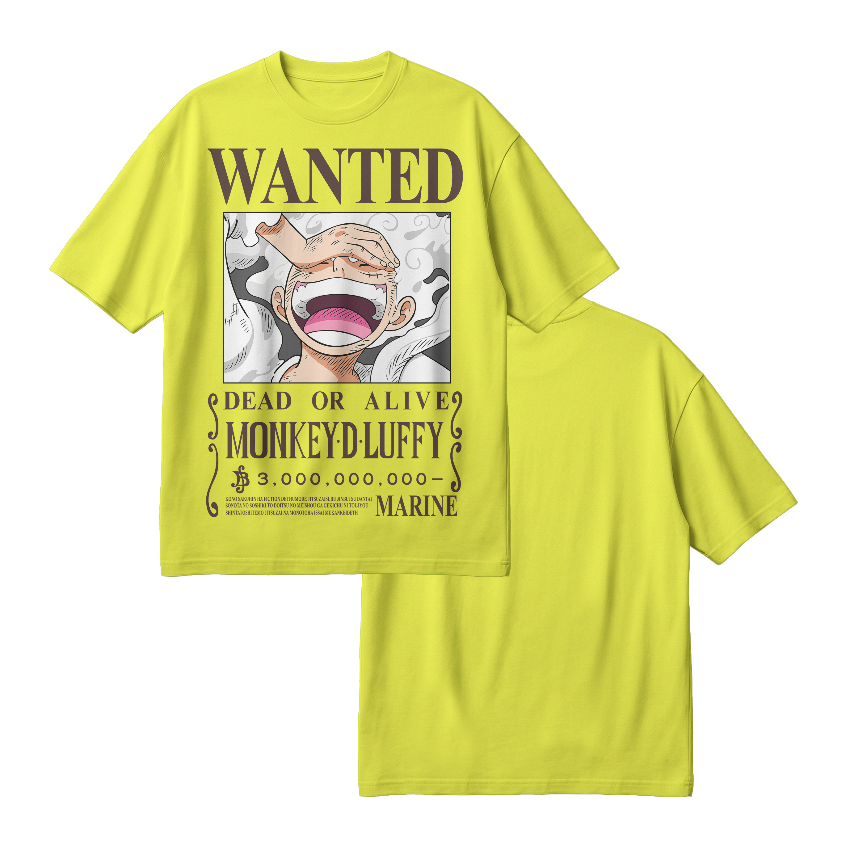 Anime One Piece Wanted Monkey D. Luffy Gear 5 Oversized T-Shirt - RZM012