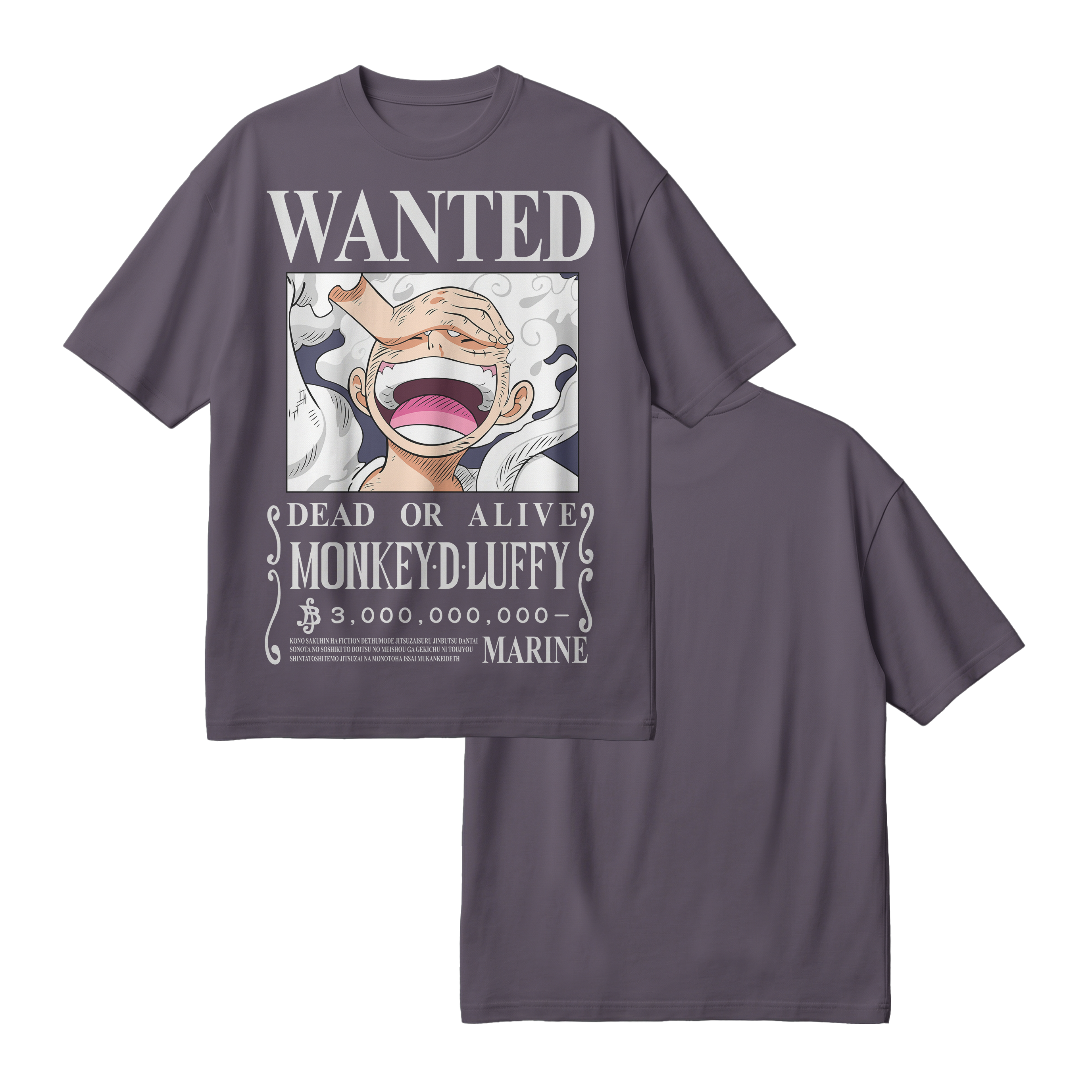 Anime One Piece Wanted Monkey D. Luffy Gear 5 Oversized T-Shirt - RZM012