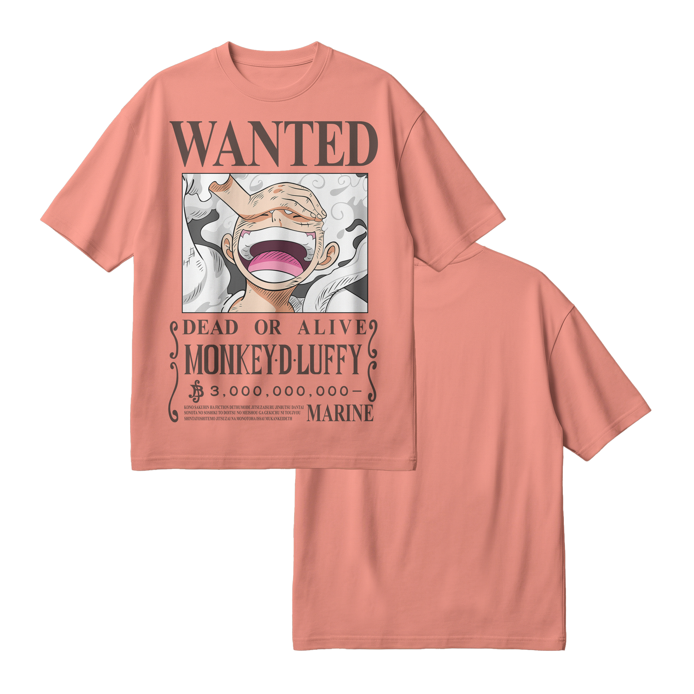 Anime One Piece Wanted Monkey D. Luffy Gear 5 Oversized T-Shirt - RZM012