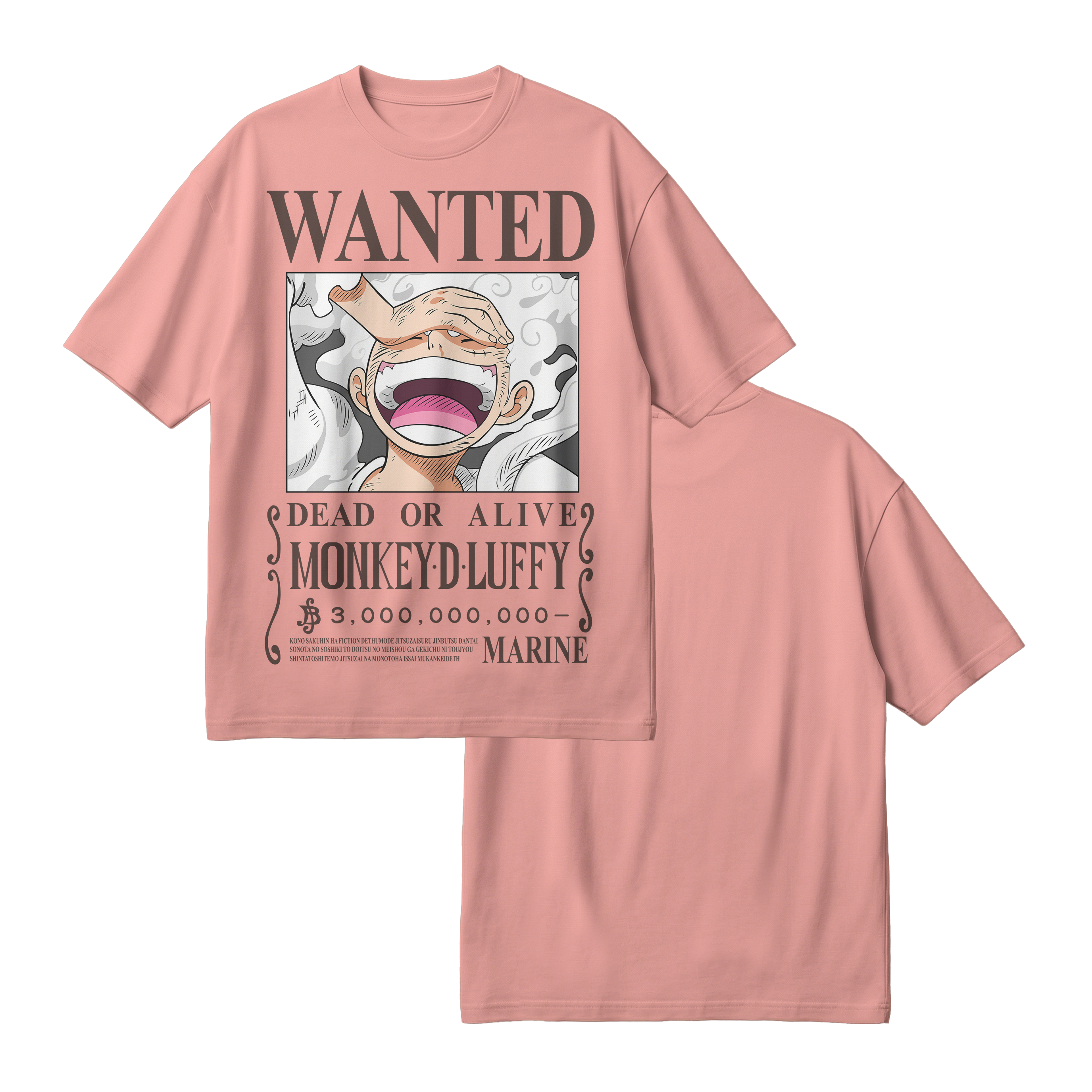 Anime One Piece Wanted Monkey D. Luffy Gear 5 Oversized T-Shirt - RZM012