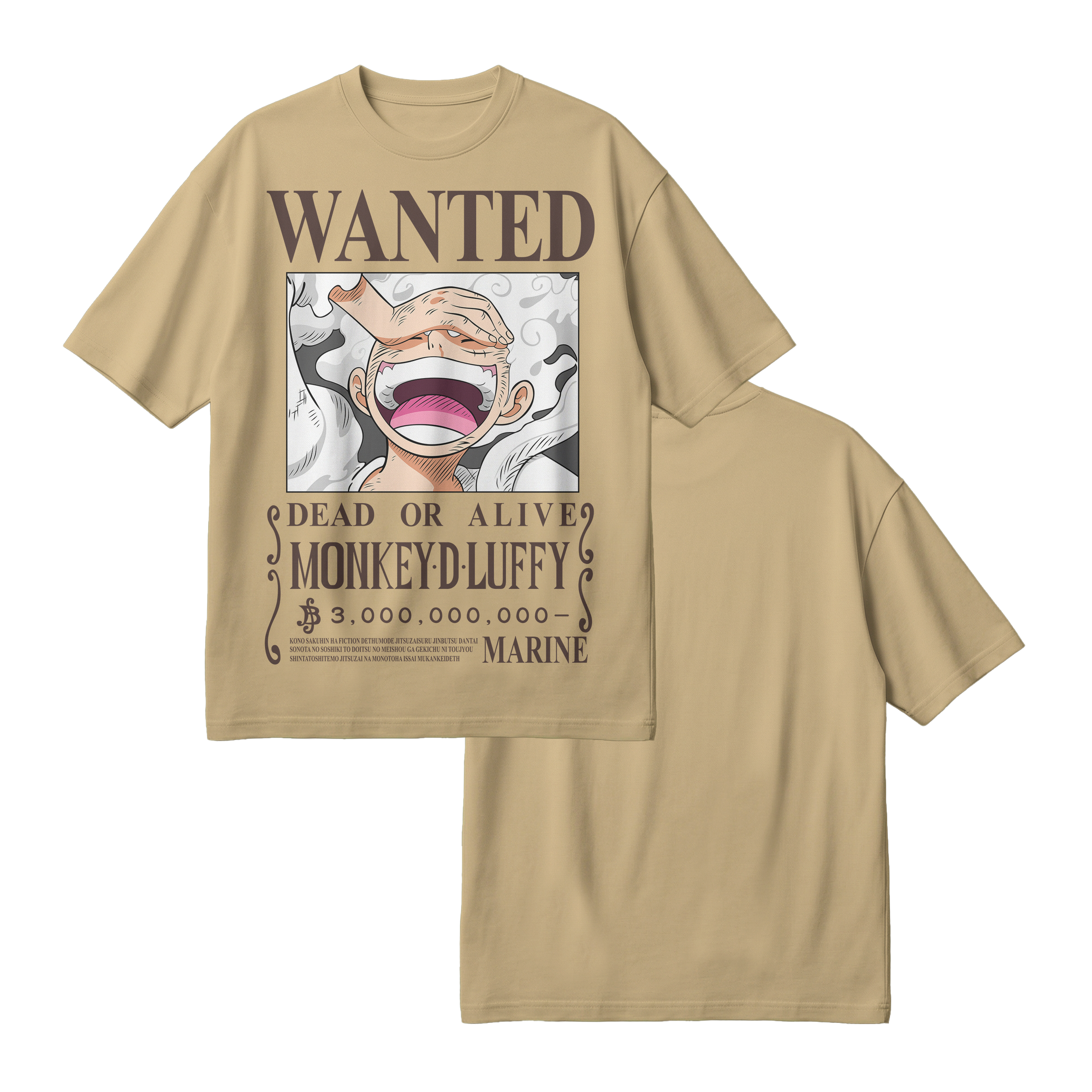 Anime One Piece Wanted Monkey D. Luffy Gear 5 Oversized T-Shirt - RZM012