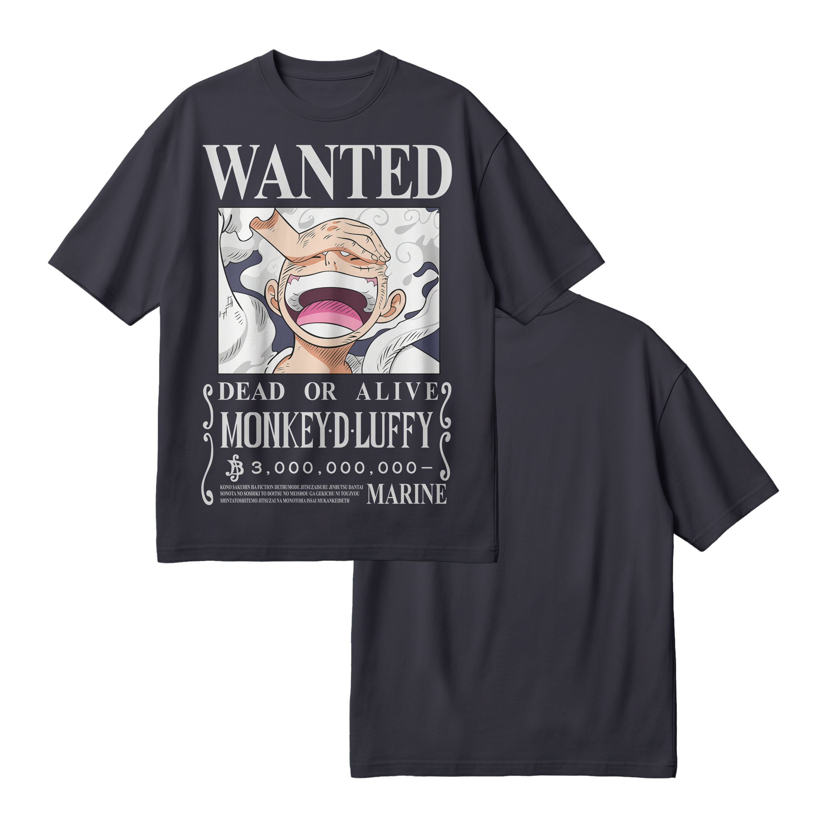 Anime One Piece Wanted Monkey D. Luffy Gear 5 Oversized T-Shirt - RZM012