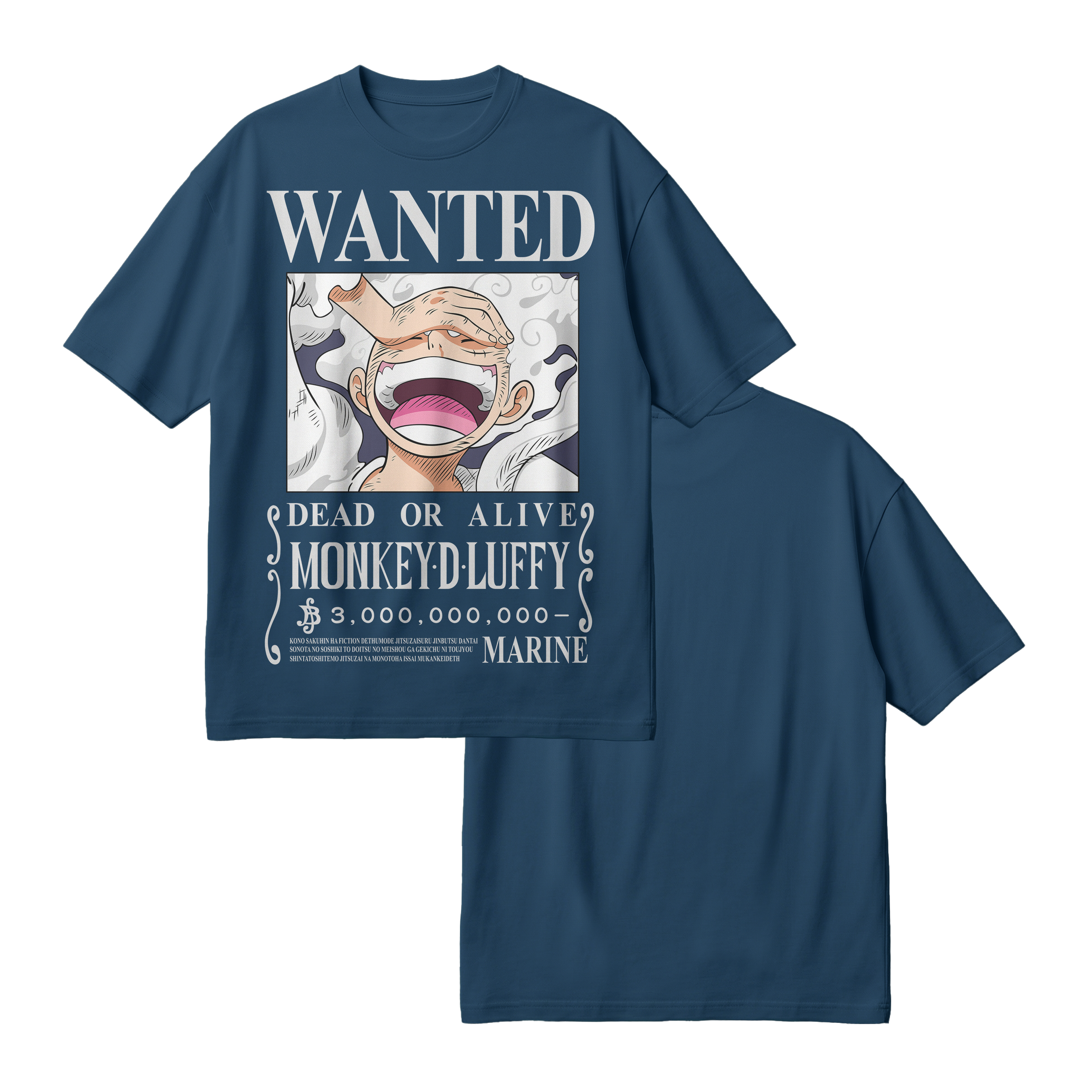Anime One Piece Wanted Monkey D. Luffy Gear 5 Oversized T-Shirt - RZM012